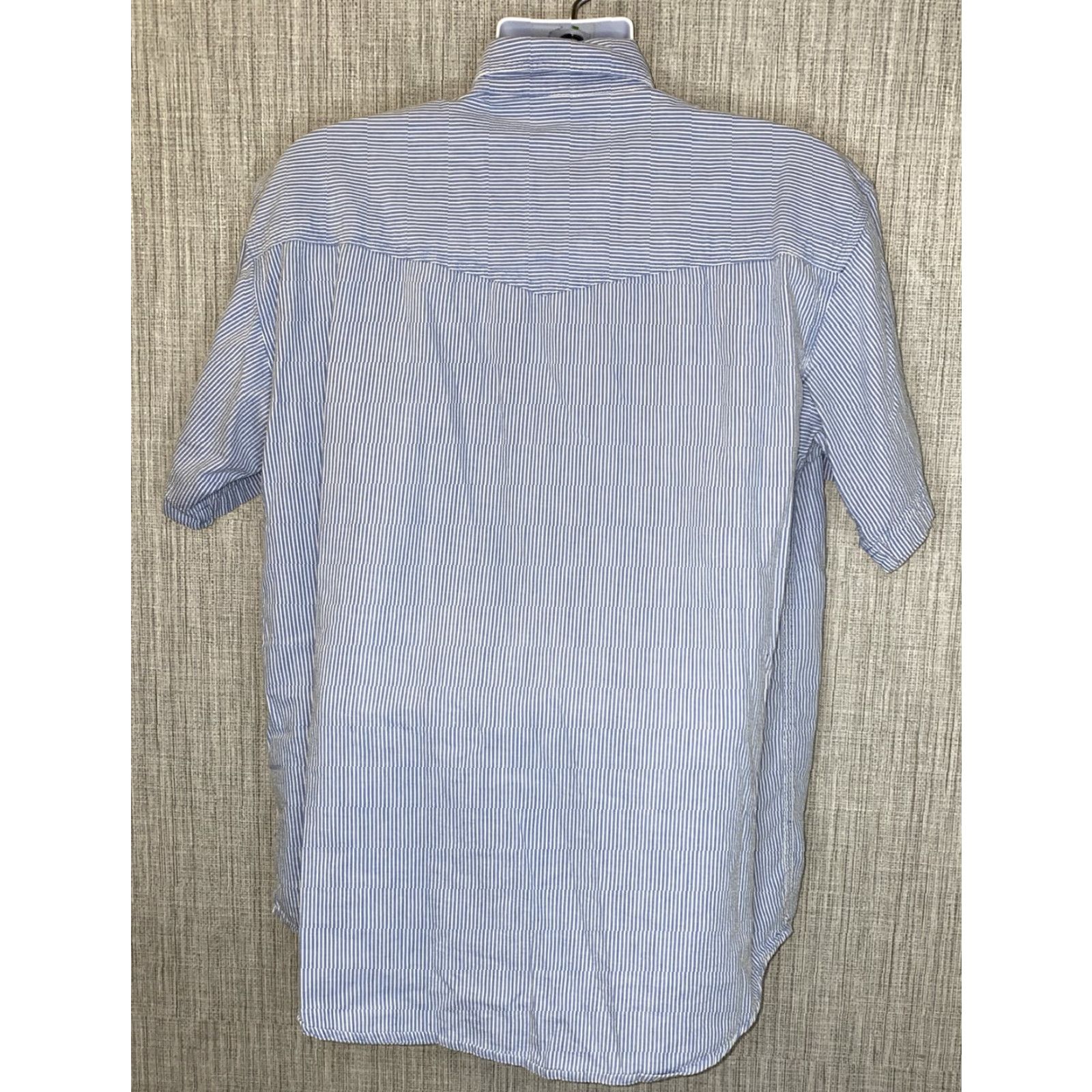 Vintage Western Plains Mens Shirt Blue Striped Snap Button Short Sleeve Size L Size US L / EU 52-54 / 3 - 5 Thumbnail