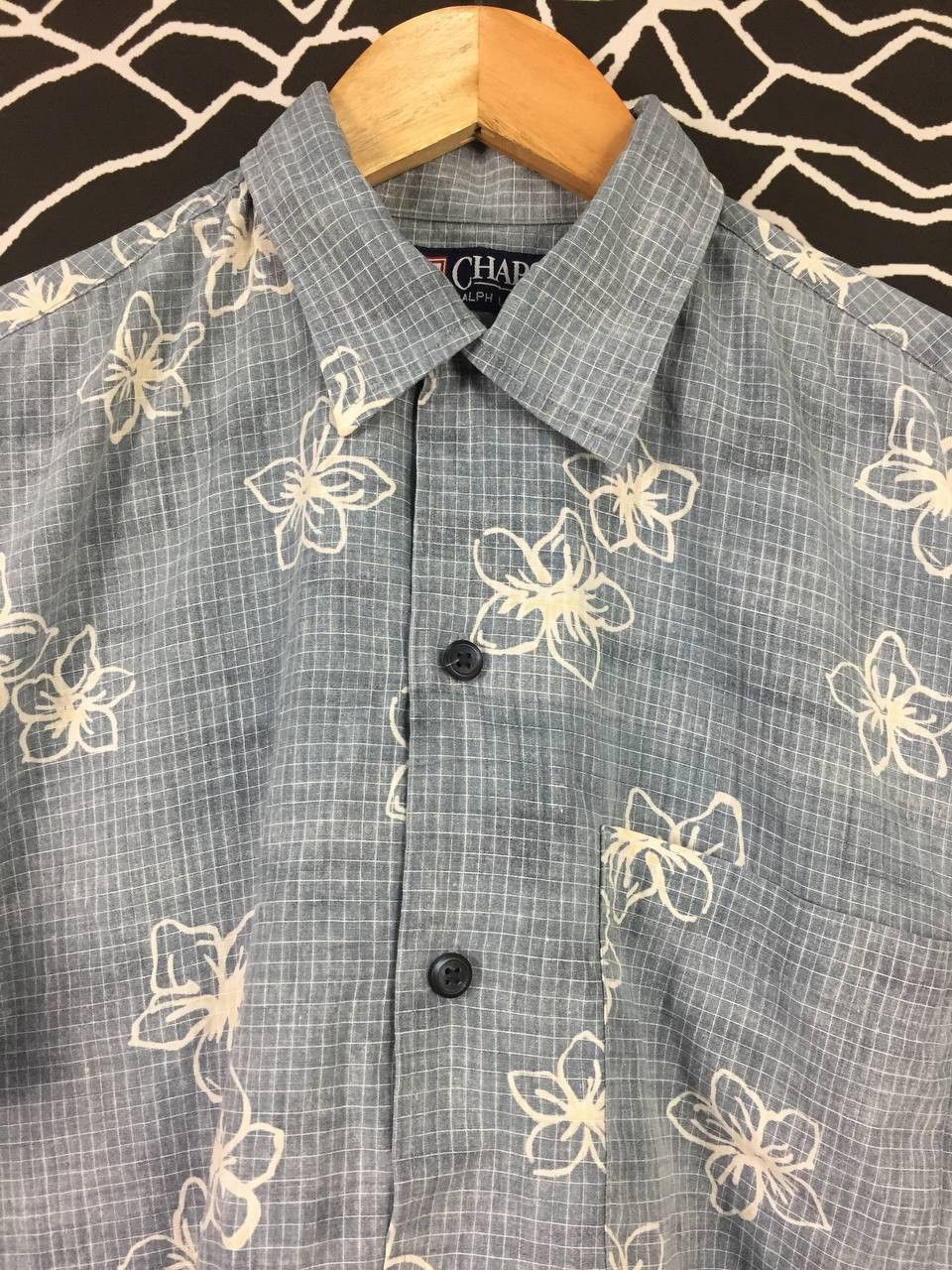 Chaps Ralph Lauren Vtg Chaps Ralph Lauren Hibiscus Floral Grid Print Shirt Size US M / EU 48-50 / 2 - 3 Thumbnail