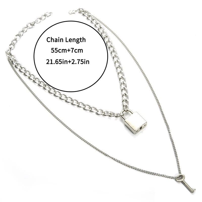 Jewelry Padlock Chain Necklace Punk Rock 90s Link Chain Size ONE SIZE - 2 Thumbnail