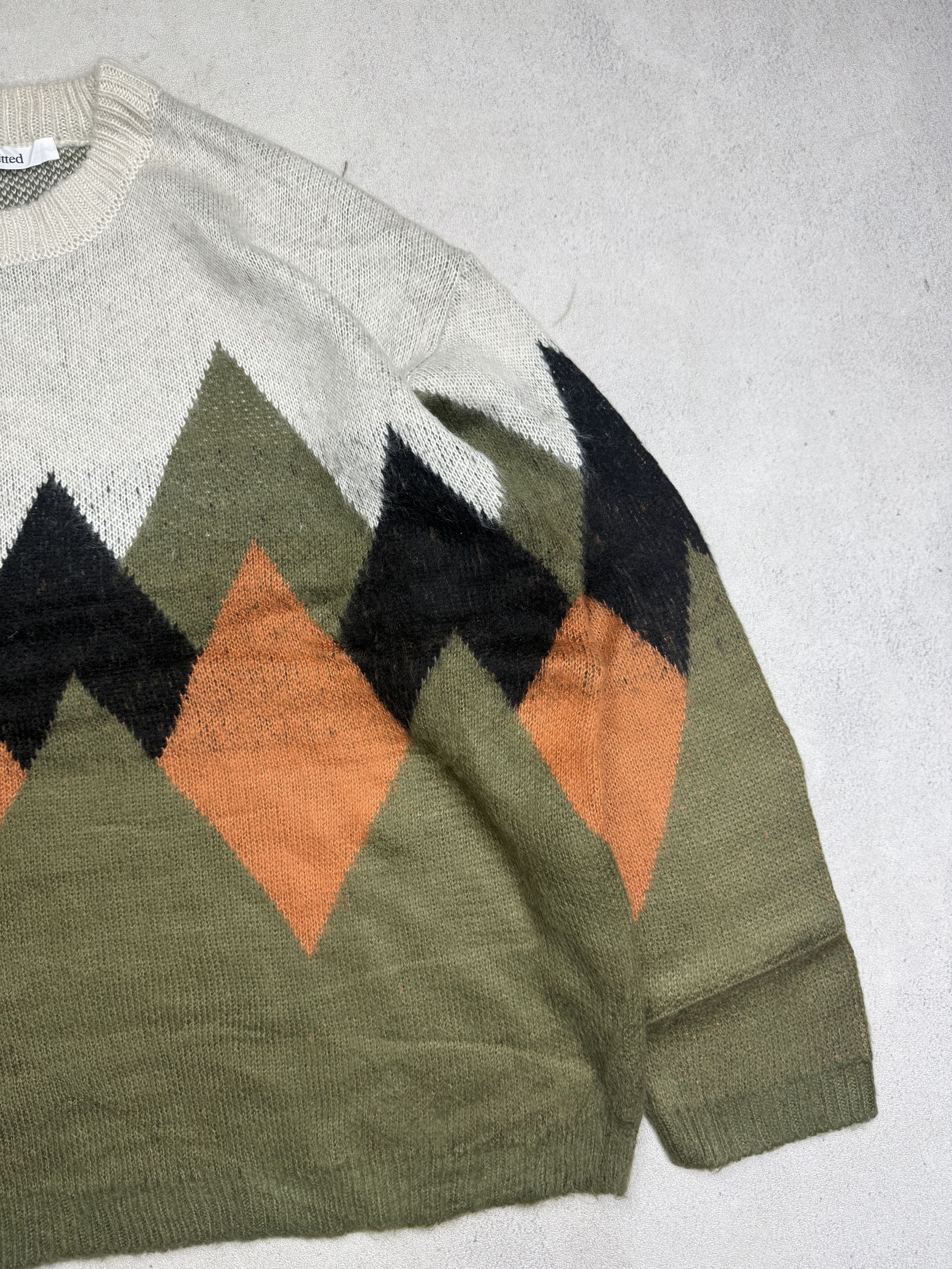 Japanese Brand Vintage Style Oversized Argyle Knit Sweater Retro Diamond Size US L / EU 52-54 / 3 - 3 Thumbnail