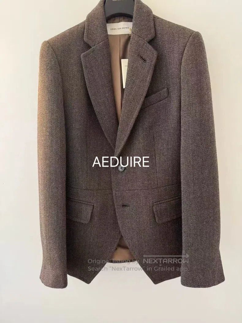 Dries Van Noten Dries Van Noten Brown Floral Flocked Lining Blazer. Size US XXS / EU 40 - 2 Thumbnail