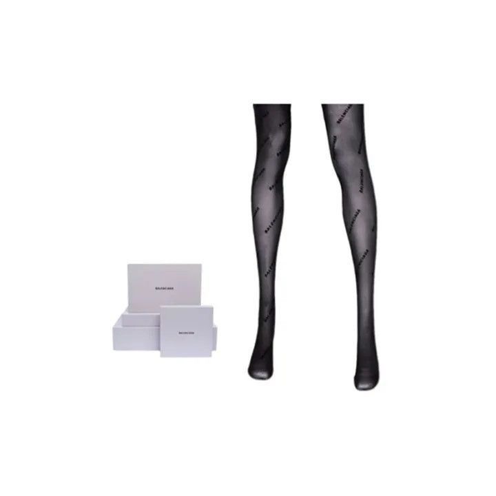 Balenciaga Balenciaga Logo Printed Black Tights Gift Box 0079-2507 Size 23" - 1 Thumbnail