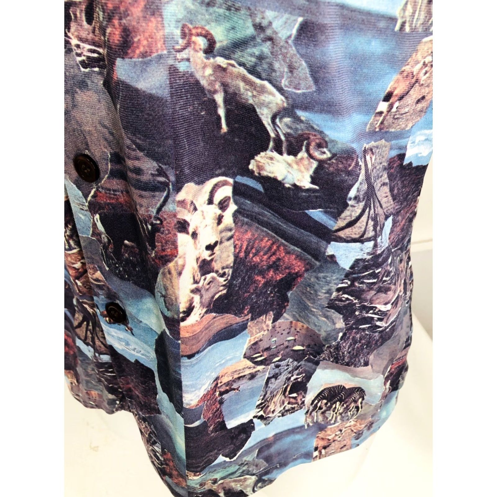 Sears SEARS Knit GOATS / ZEBRA WILDLIFE Shirt Md. M Multicolor Button-Up Long Sleeve Collared Mens Size US M / EU 48-50 / 2 - 7 Thumbnail