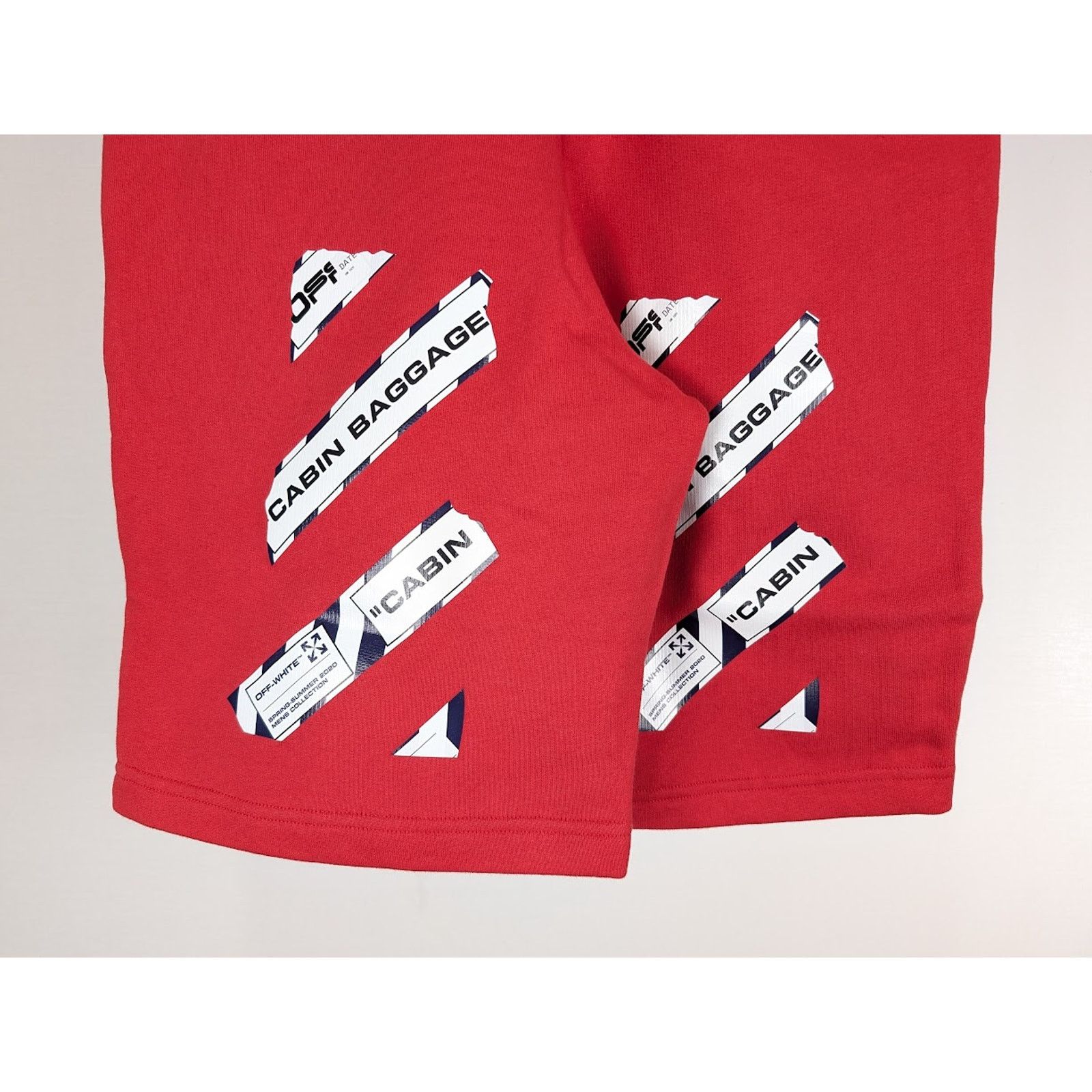 Off-White o1rshd1 Airport Tape Sweatshort in Red Multicolor Size US 28 / EU 44 - 14 Thumbnail