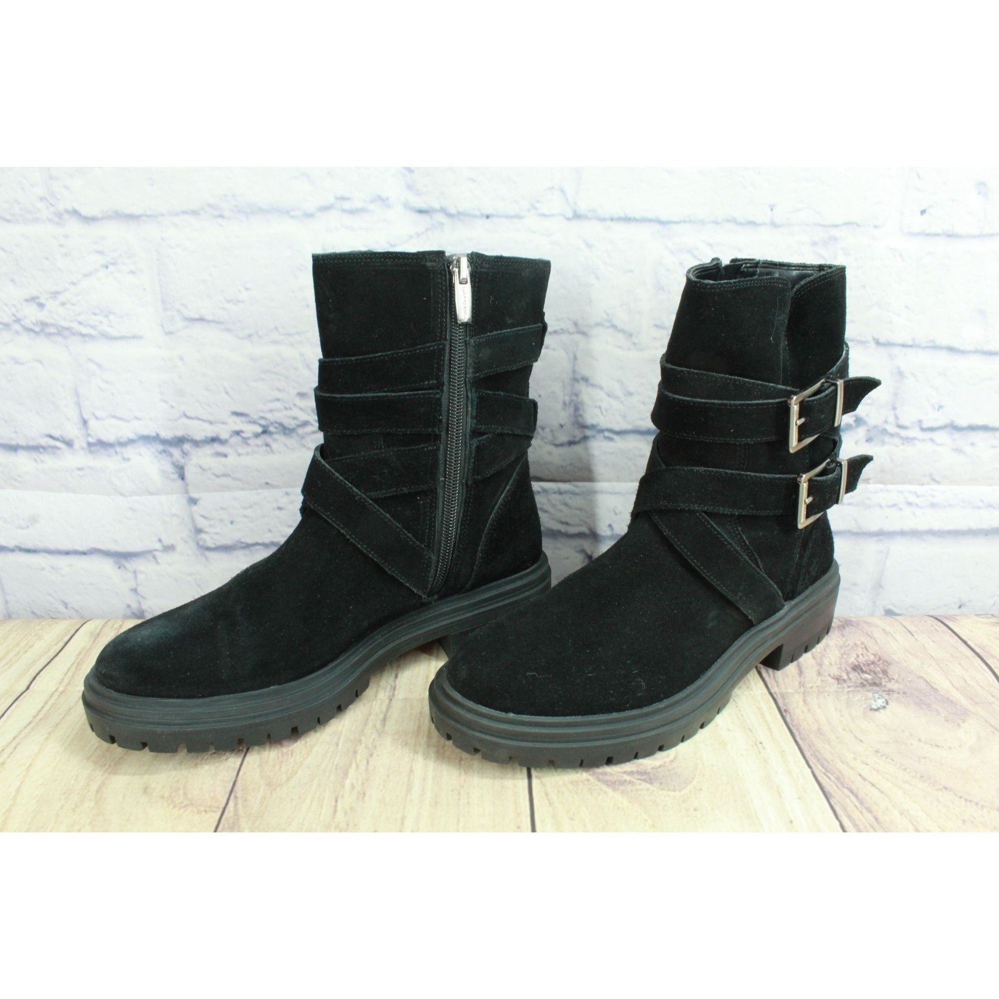 Leather × Vince Camuto Vince Camuto Belisha Women's Suede Zip Buckled Combat Boots Size US 7 / IT 37 - 2 Thumbnail