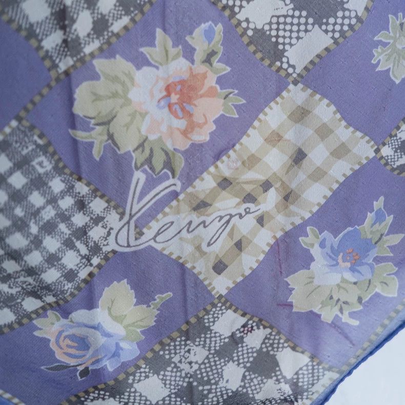 Kenzo KENZO Vintage purple embroidered checkered silk scarf Size ONE SIZE - 8 Thumbnail