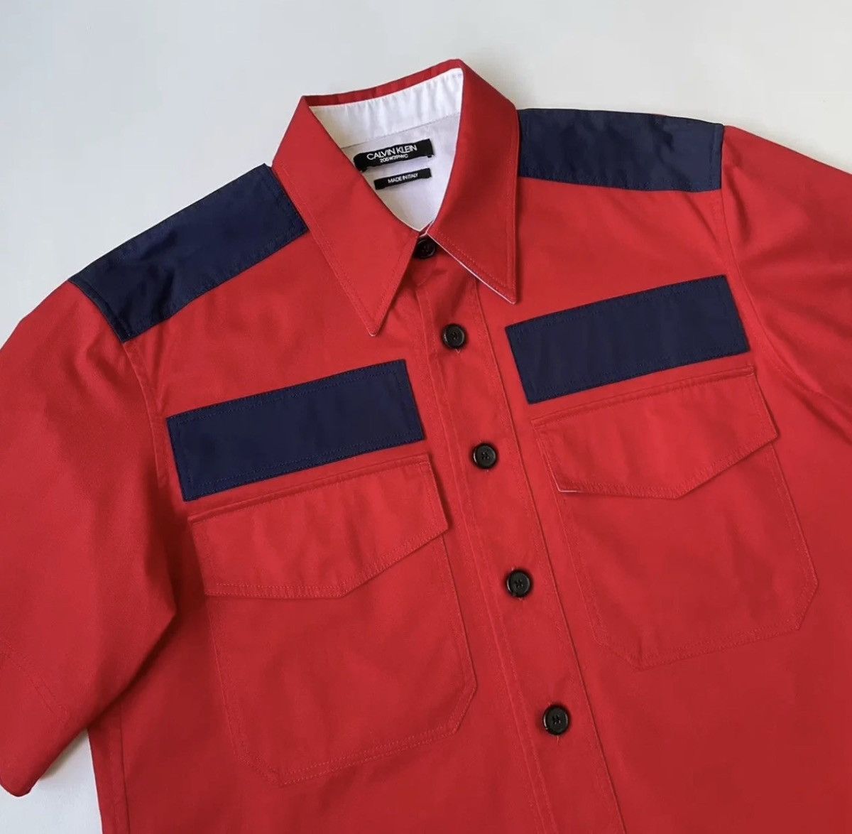 Calvin Klein 205W39NYC A/W 18 Red Cotton ‘Officer’ Shirt Size US M / EU 48-50 / 2 - 6 Thumbnail