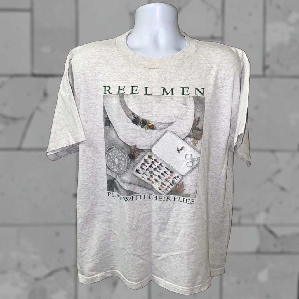 Vintage VINTAGE Murina T-Shirt Men Short Sleeve Gray 1994 Reel Logo Cotton XL Made in USA Size US XL / EU 56 / 4 - 1 Thumbnail