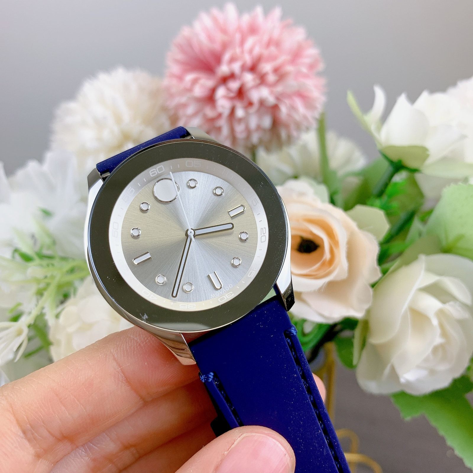 Movado Movado 3600716 Bold Silver Dial Blue Silicone Strap Watch Size ONE SIZE - 4 Thumbnail