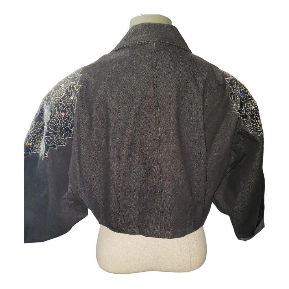 Designer CT125a Ladies Vintage Denim Black Washed Cropped Jacket-Lg Size L / US 10 / IT 46 - 2 Thumbnail