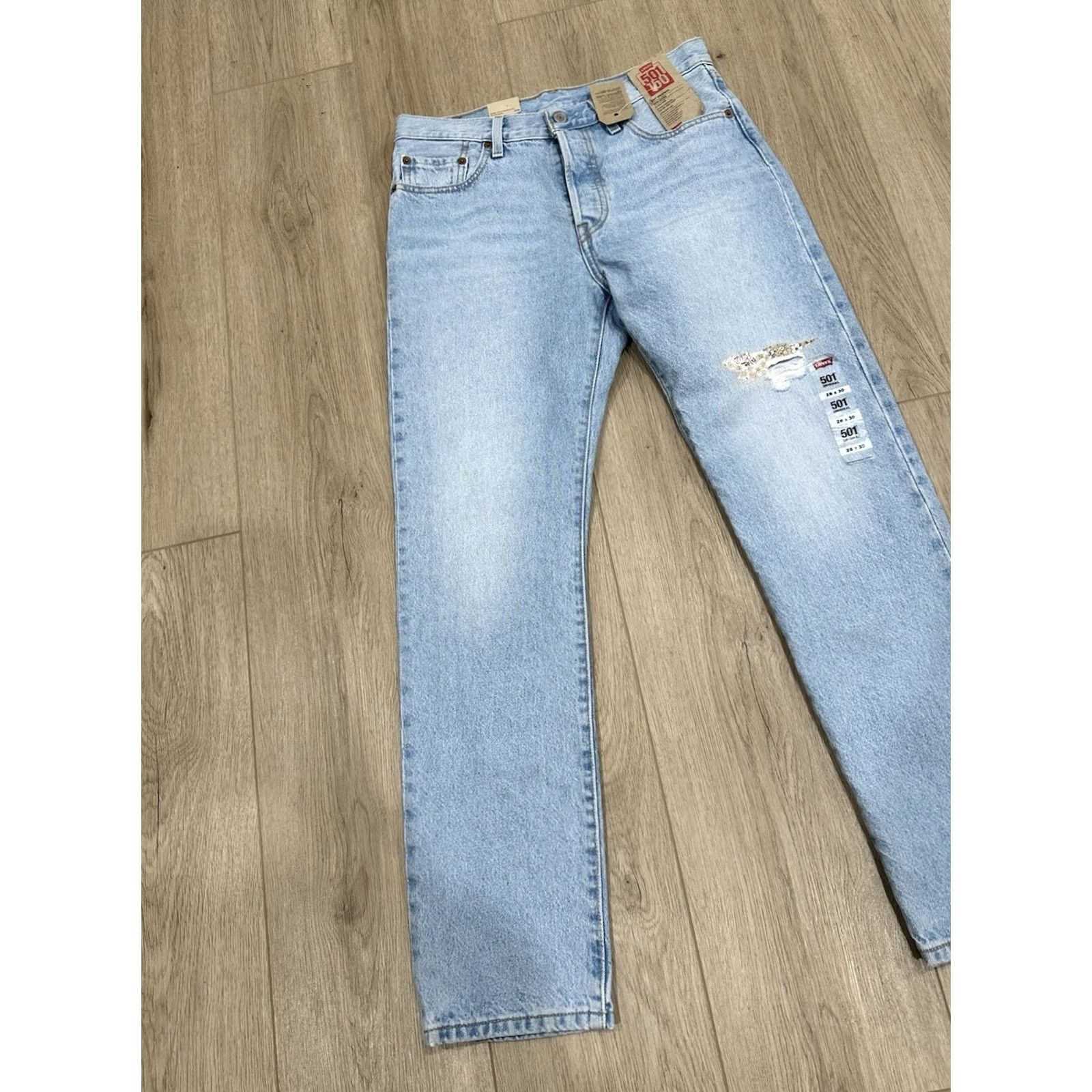 Levi's Levi's 501 Jeans Womens 30x29 Blue 150th Anniversary Distressed Button Fly NWT Size 30" / US 8 / IT 44 - 3 Thumbnail