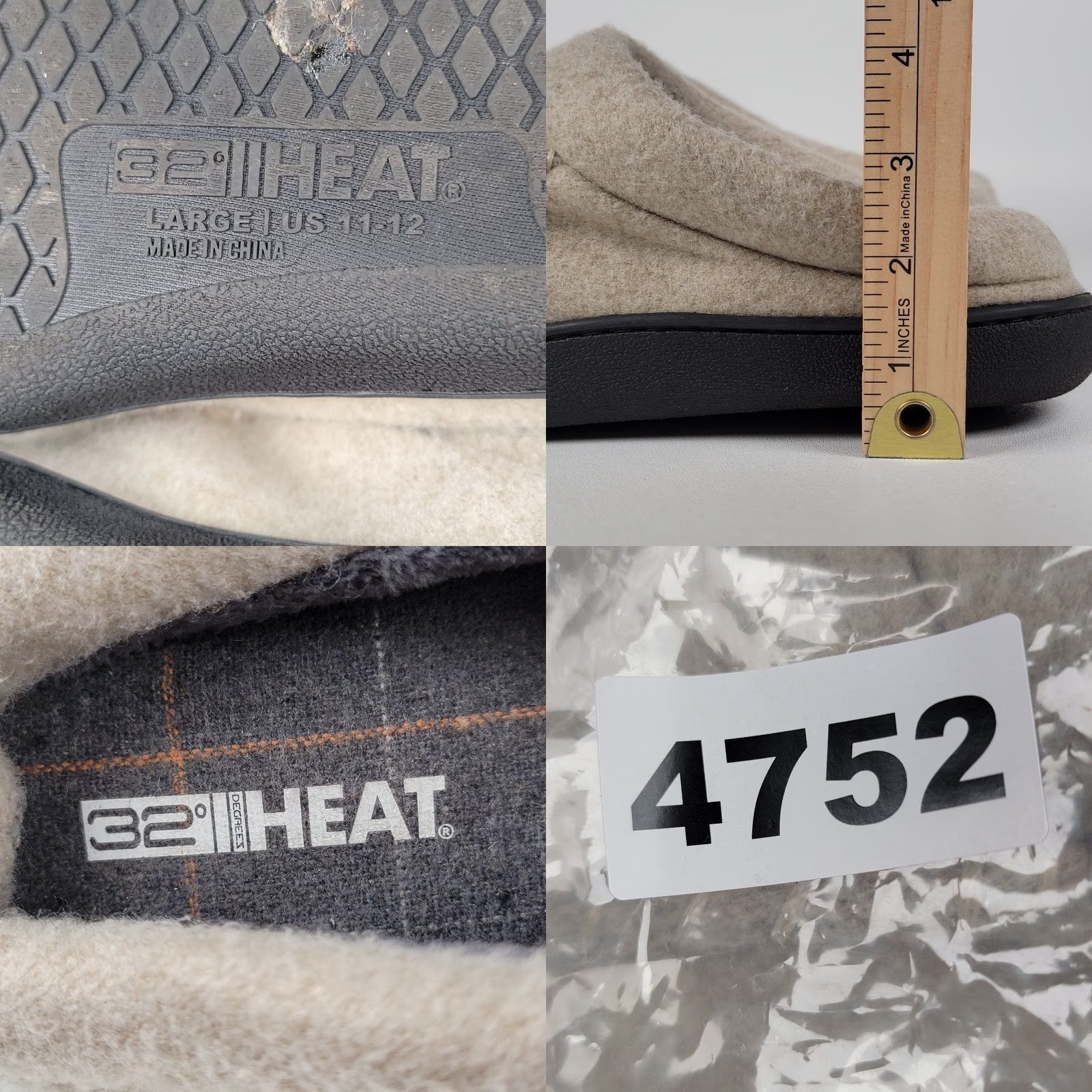 Vintage 32 Degrees Men Slipper Indoor Outdoor Black 11-12 Memory Foam Cushioned Insole Plush Lining Slip Resistant Wool Blend Machine Washable Slippers Mens Size ONE SIZE - 8 Thumbnail