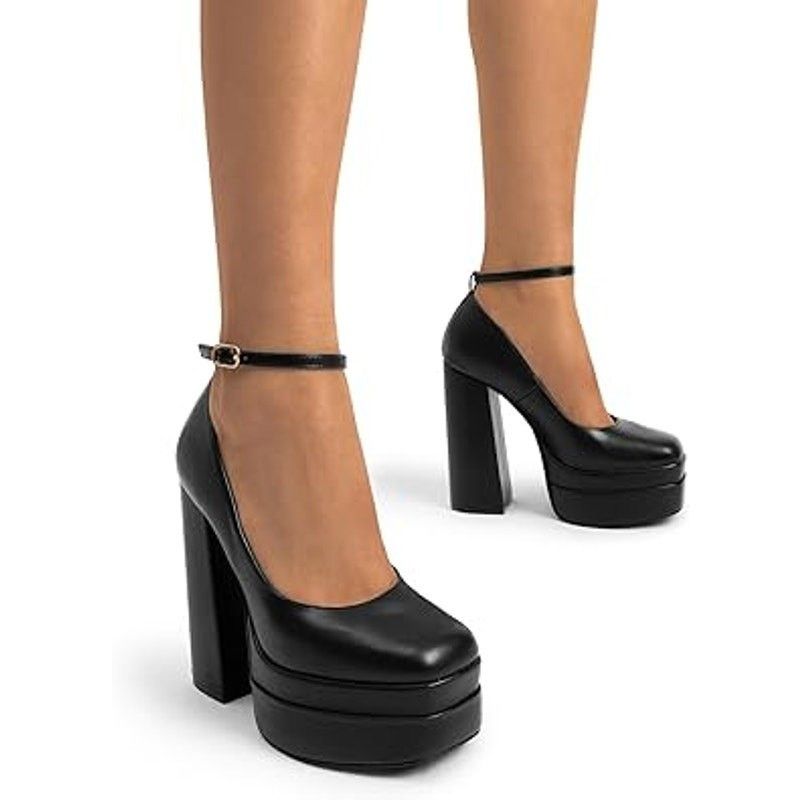 Other Dream Pairs Women's 8.5 Black Closed Toe Platform Heels Size US 8.5 / IT 38.5 - 6 Thumbnail