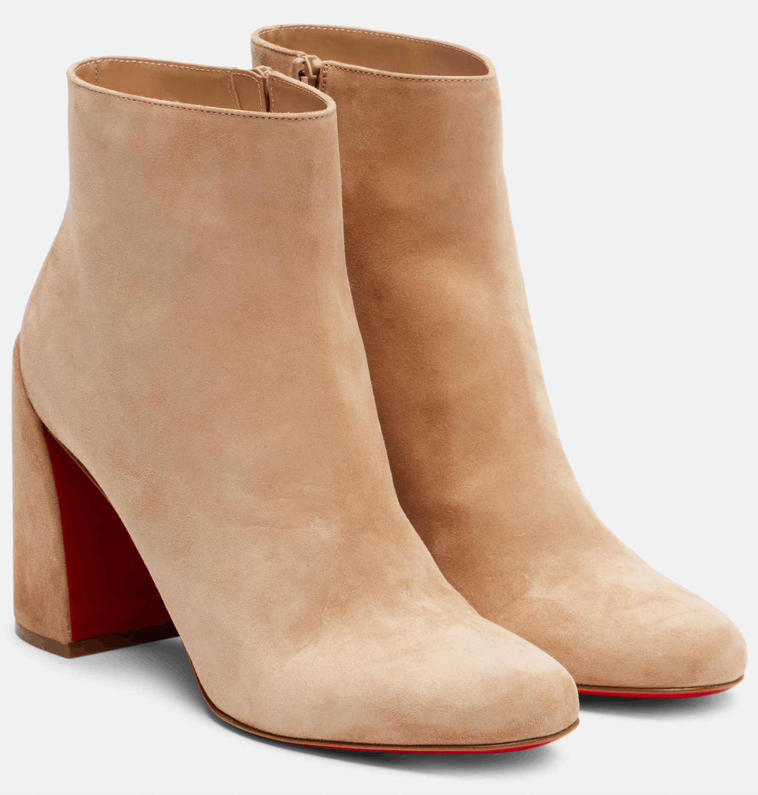 Christian Louboutin Turela 85 Lionne Beige Suede Short Ankle Block Heel Boot 41 Size US 11 / IT 41 - 1 Thumbnail