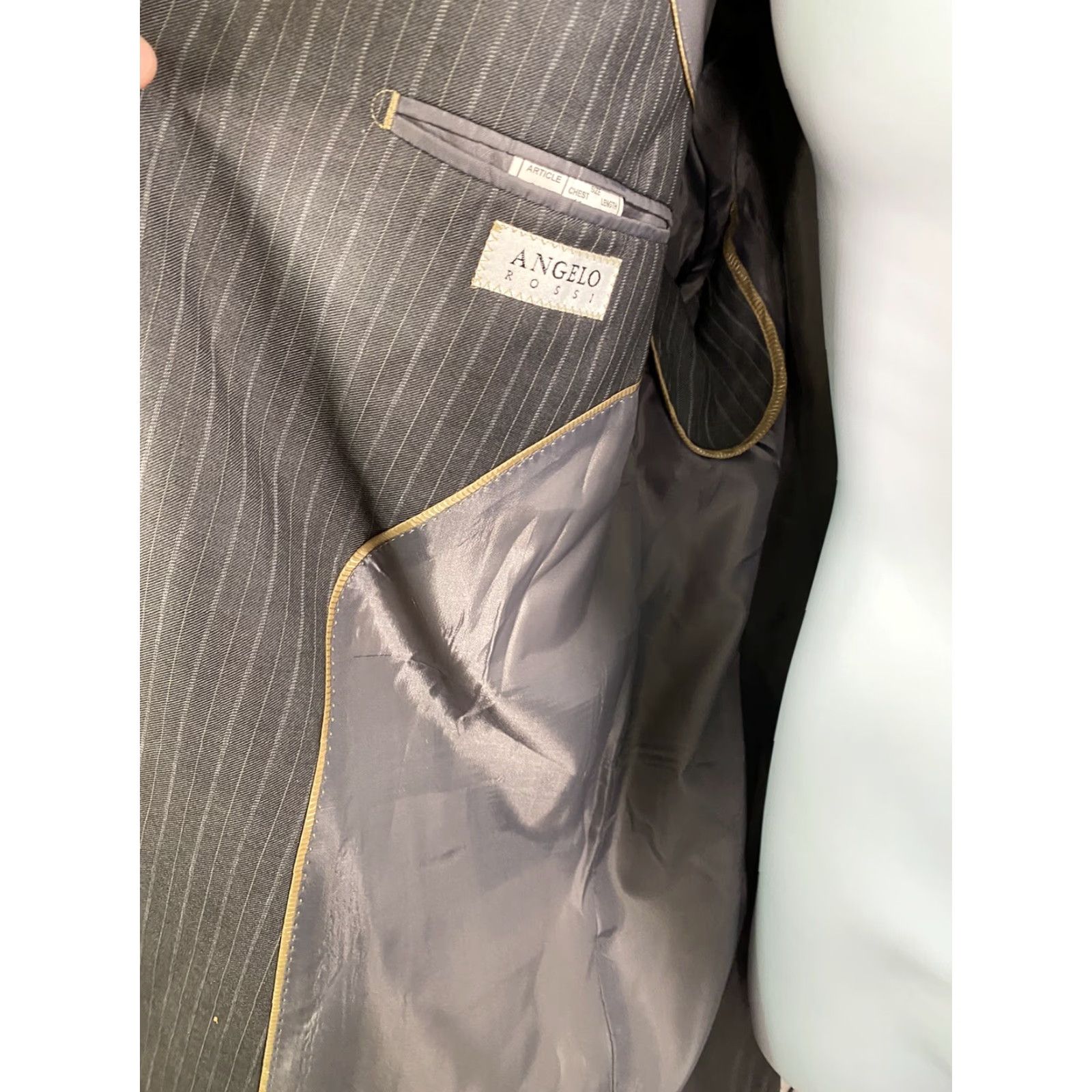 Vintage Angelo Rossi Gray Striped 3 Button Jacket Blazer 44L Suit Jacket Men Size 44R - 5 Thumbnail