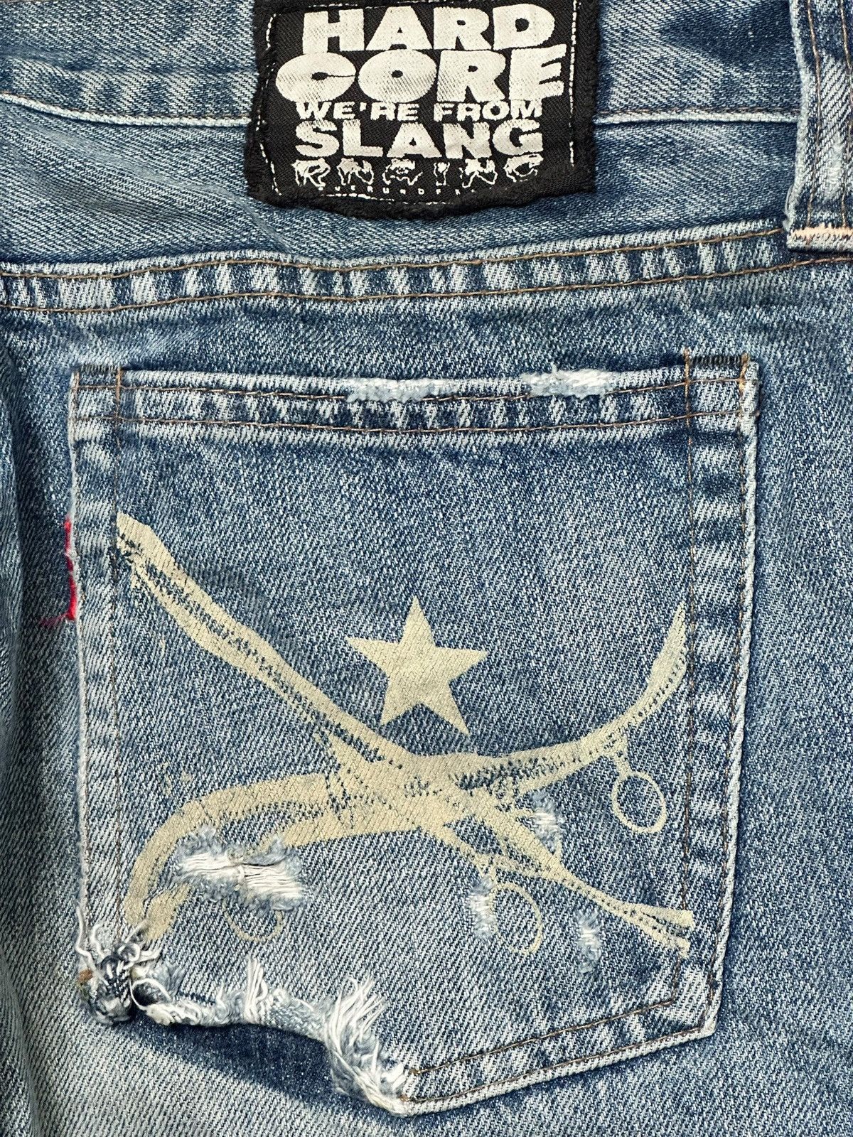 Vintage RNA Jeans Hardcore We're From Slang Distressed Patches Faded Size US 33 - 10 Thumbnail