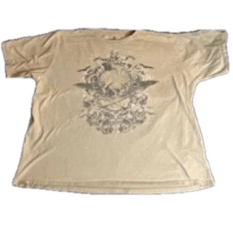 Other Y2K Gothic Skulls Bats Graphic Beige T-Shirt Route 66 2X Size US XXL / EU 58 / 5 - 2 Thumbnail