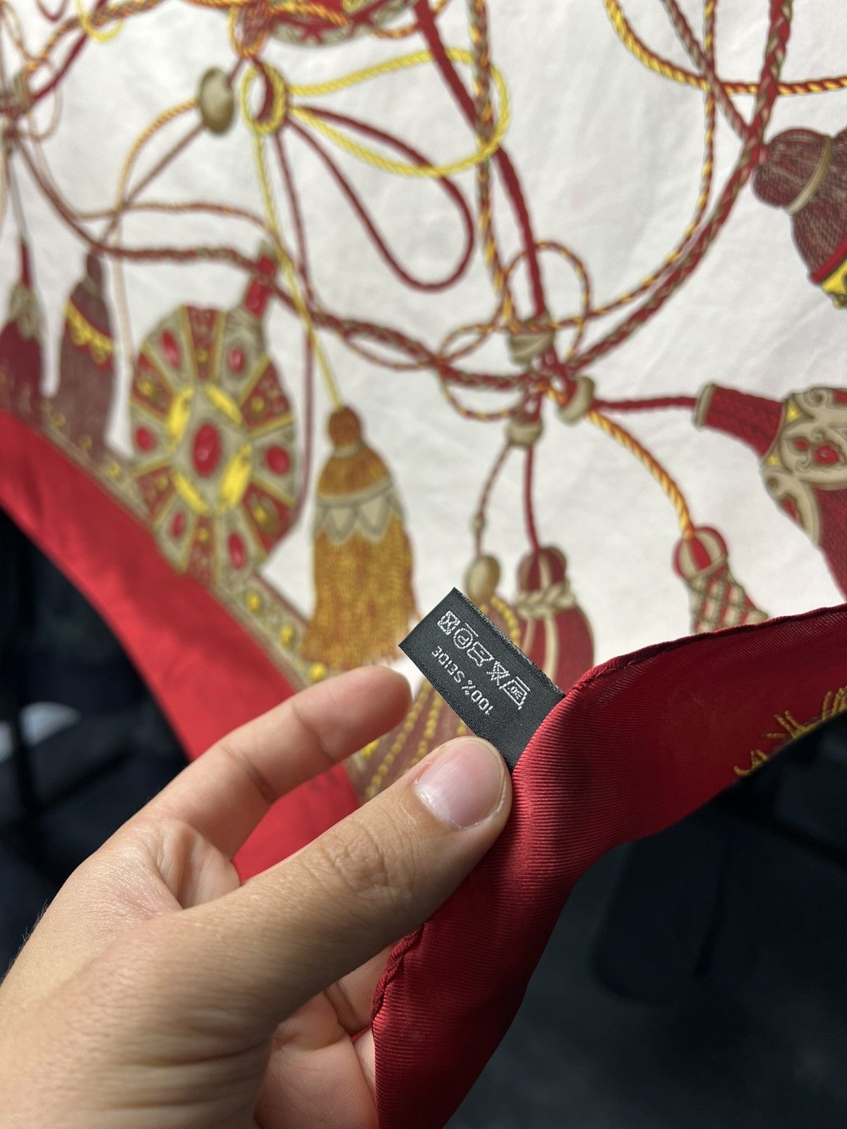 Vintage Feliciani Red Silk Scarf 86x85cm Tassel Print Vintage Size ONE SIZE - 19 Thumbnail