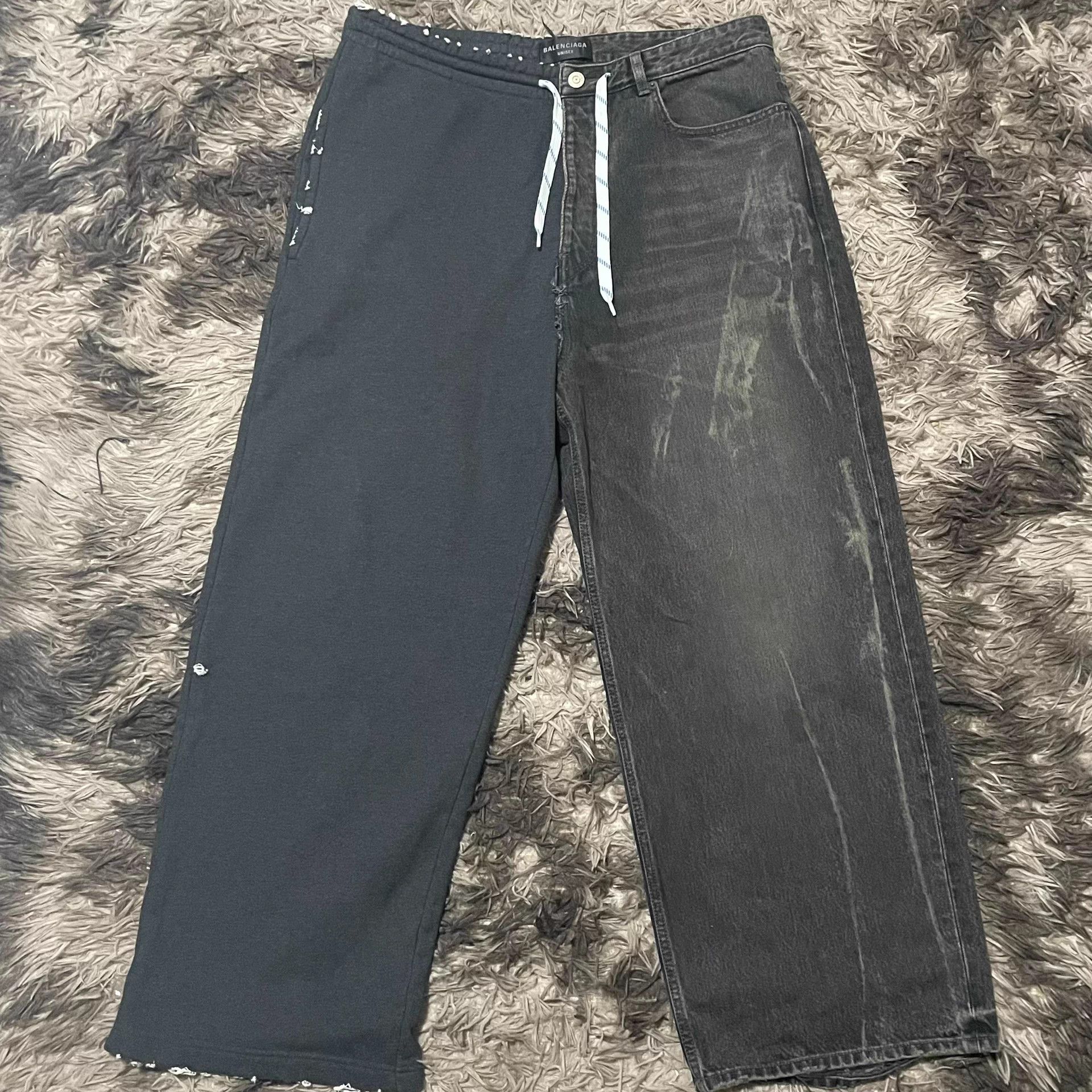 Balenciaga 24 Patchwork Denim Sweatpants (Baggy Pants)