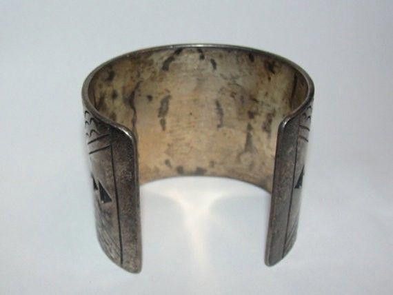 Designer Sterling Silver Etched Massive Mexican Cuff Bracelet Unisex Size ONE SIZE - 4 Thumbnail