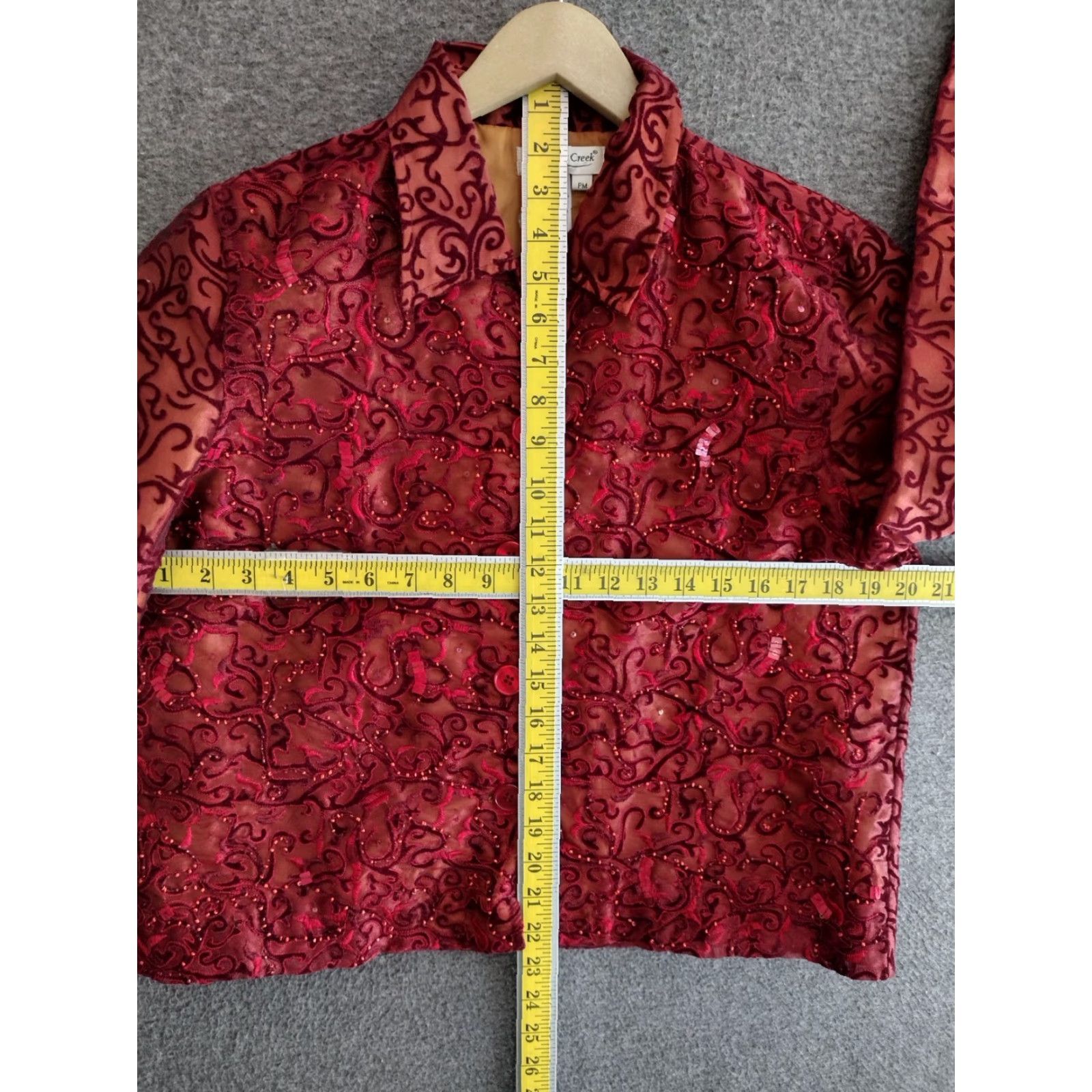 Coldwater Creek VINTAGE Coldwater Creek Beaded Jacket Blazer Velvet Burnout Women's PM Burgundy Floral 90s Jacket Mens Womens Size M / US 6-8 / IT 42-44 - 4 Thumbnail