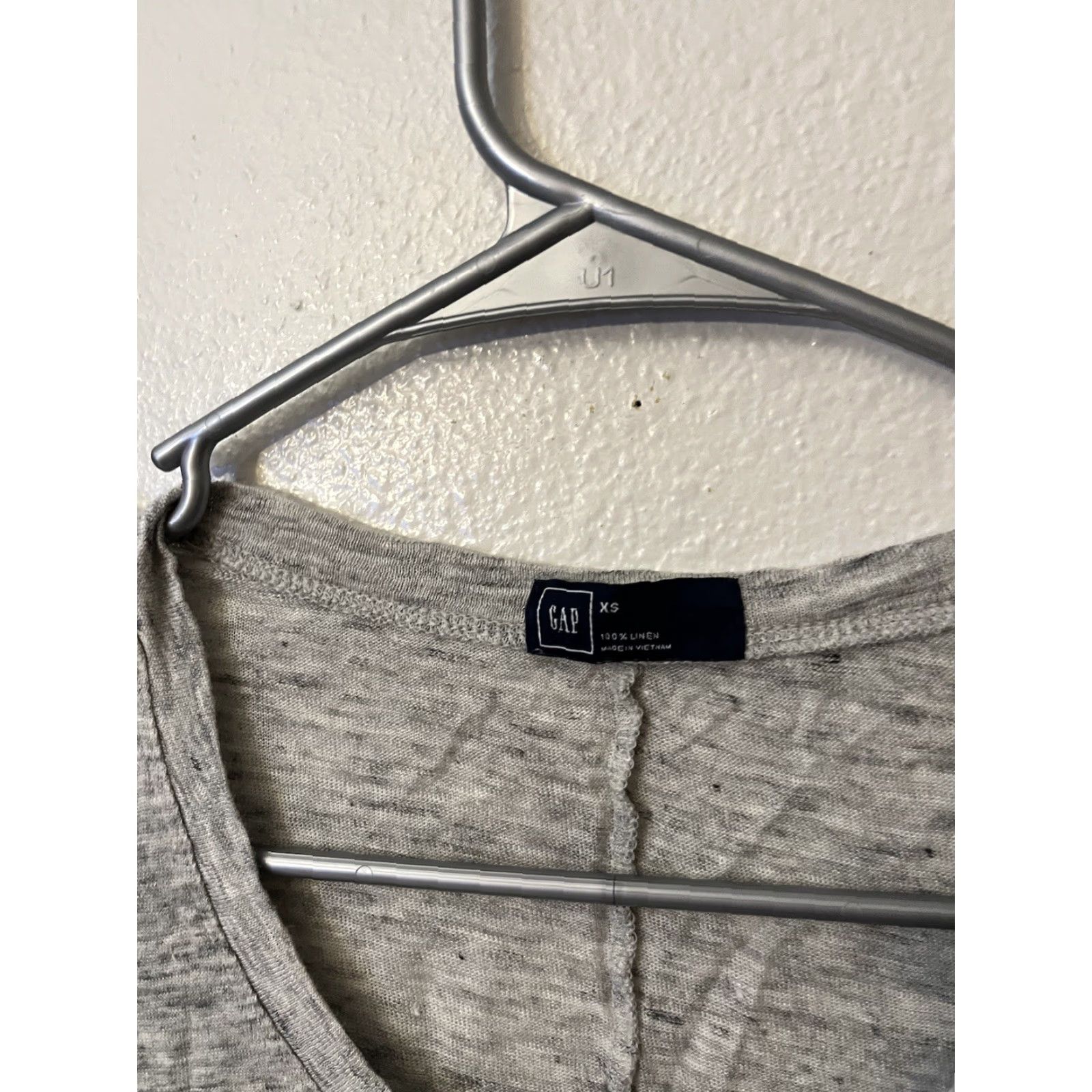 Gap Gap Women's V-Neck T-Shirt XS Gray Cotton Blend Super Soft Long Sleeve Pullover Size XS / US 0-2 / IT 36-38 - 2 Thumbnail