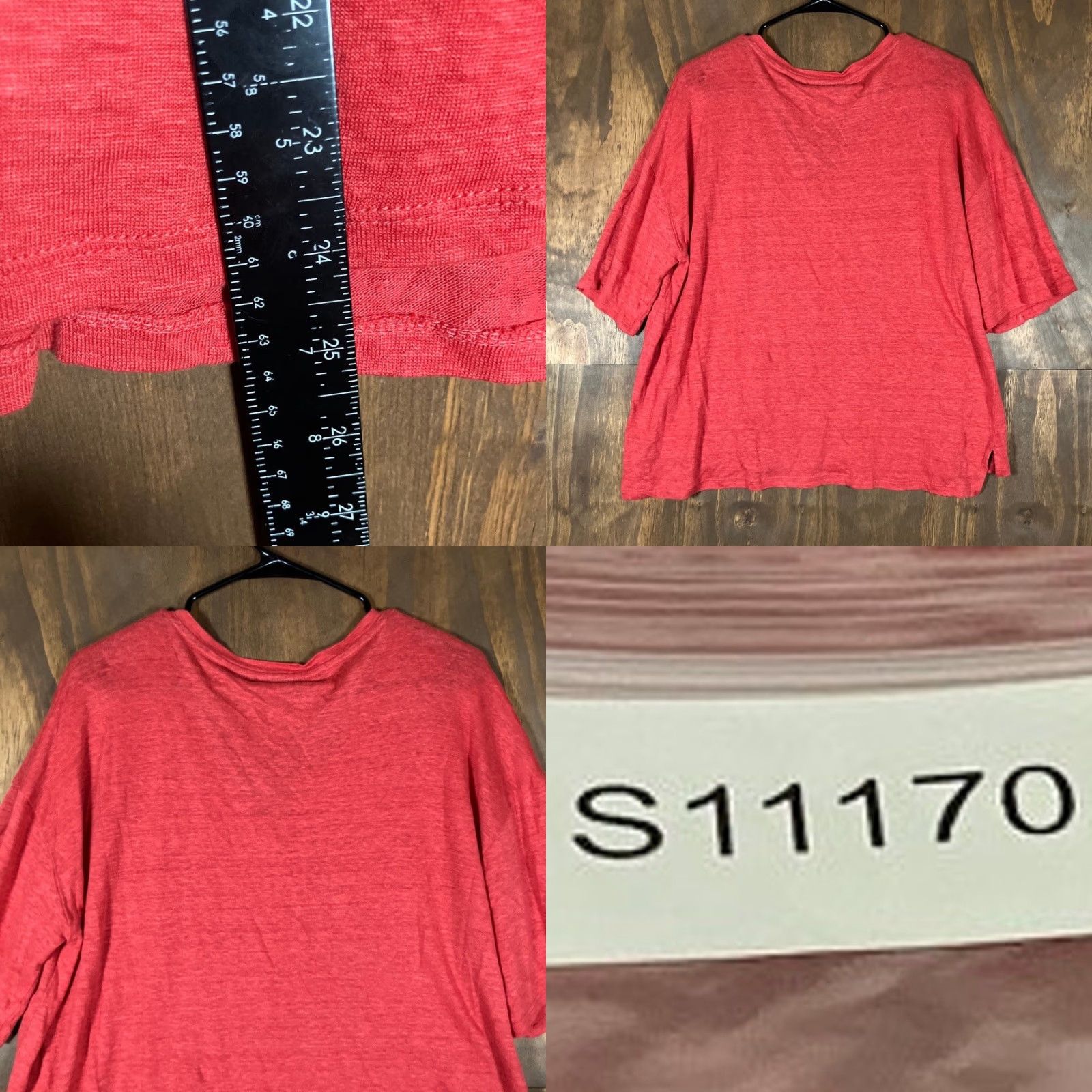 Vintage Tahari Womens Shirt Orange V Neck Short Sleeve 100% Linen Large Size L / US 10 / IT 46 - 8 Thumbnail