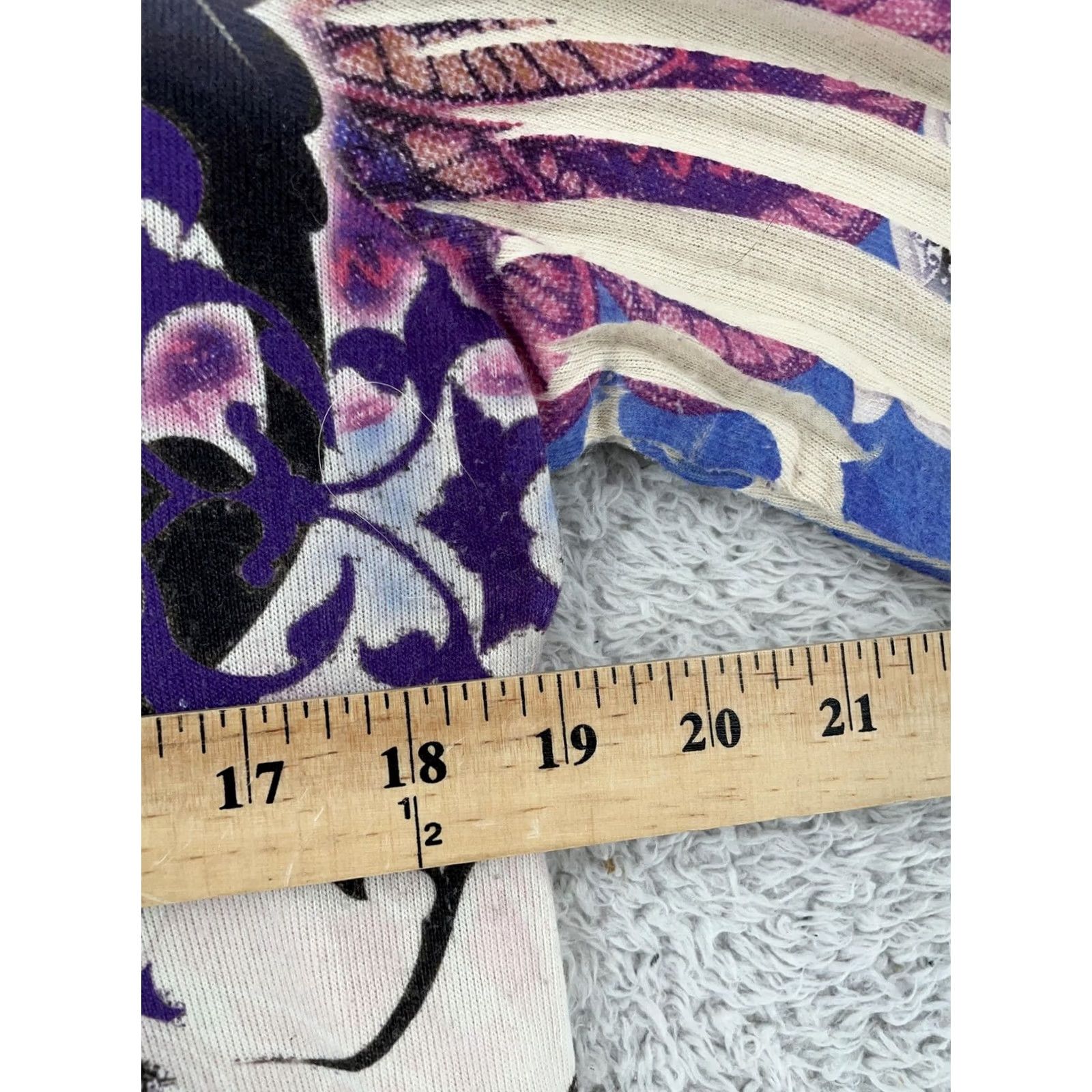 Vintage One World Tunic Top Womens XL Purple Paisley Boho Peasant V Neck Pleated Rhinestone Embellished Casual Long Sleeve Size XL / US 12-14 / IT 48-50 - 4 Thumbnail