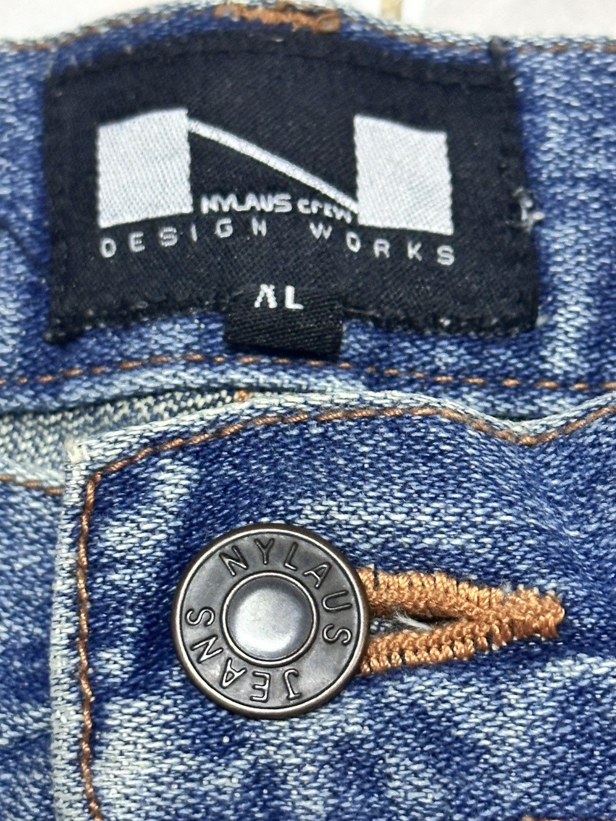Japanese Brand Nylaus Jeans Baggy Loose Distressed With Faded Wash Size US 33 - 7 Thumbnail