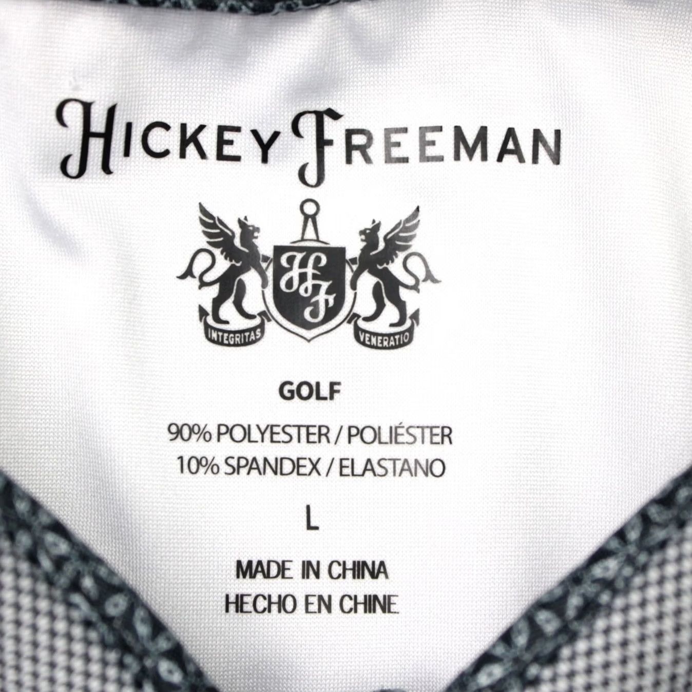 Vintage Hickey Freeman Polo Shirt Mens Large Gray Geometric Short Sleeve Polyester Spandex Lightweight Breathable Sports Golf Casual Size US L / EU 52-54 / 3 - 6 Thumbnail