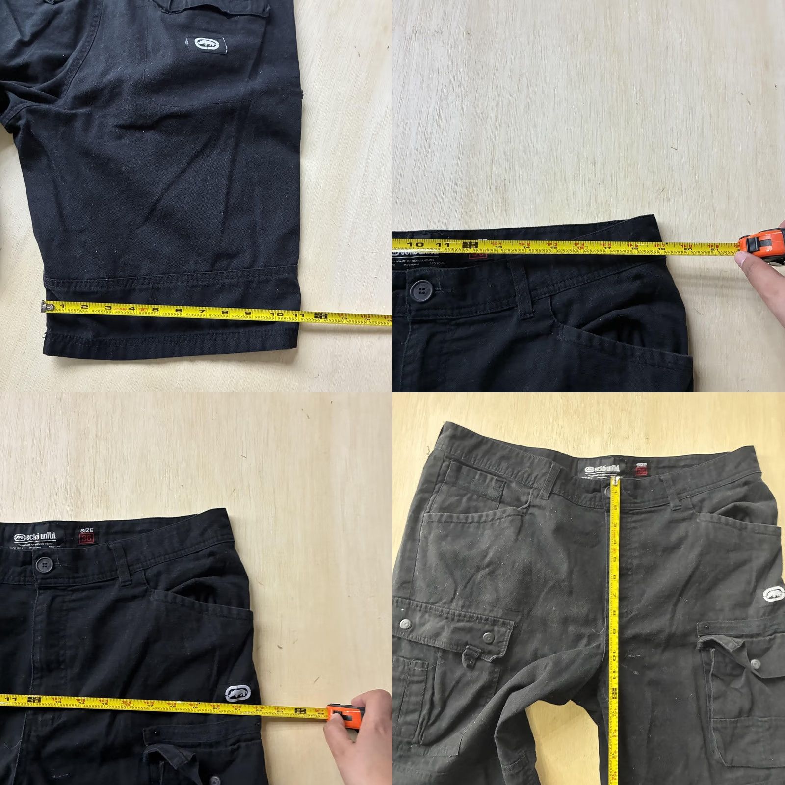 Ecko Unltd. Ecko Unltd Cargo Shorts Mens 36 Black Canvas Utility Pockets 10" Inseam Size US 36 / EU 52 - 8 Thumbnail