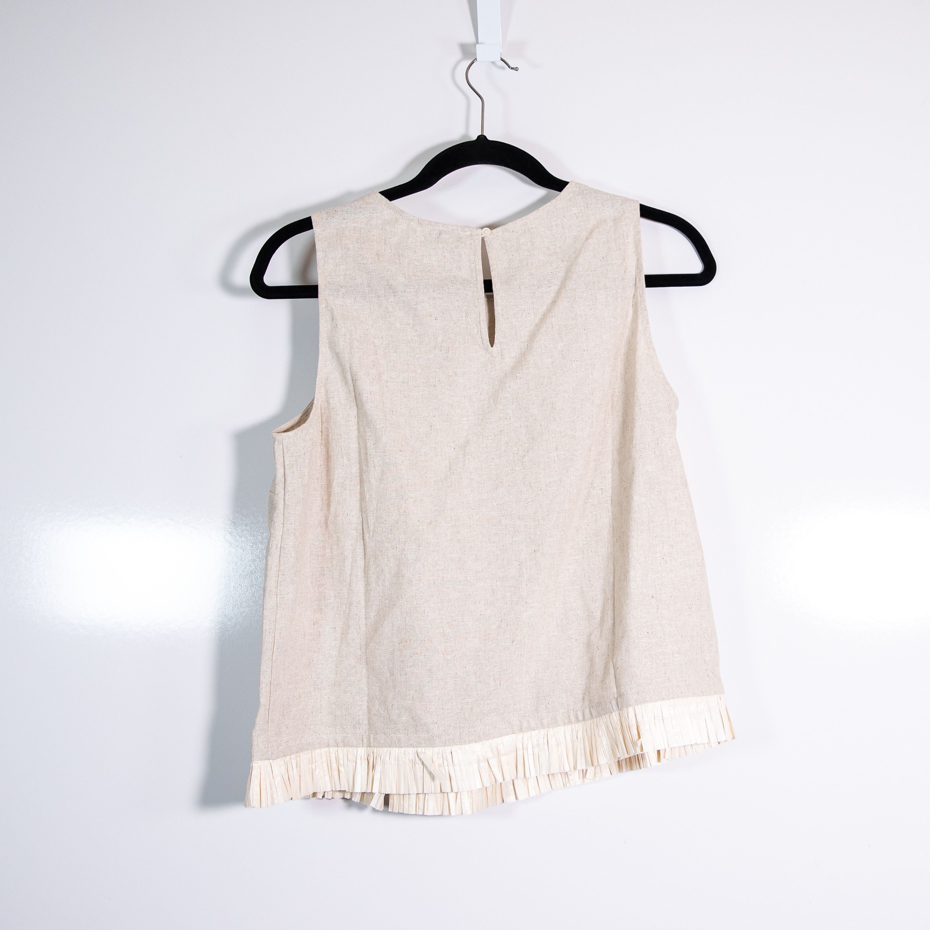 J.Crew J. Crew Straw Raffia Ruffle Trim Linen Blend Size S / US 4 / IT 40 - 4 Thumbnail