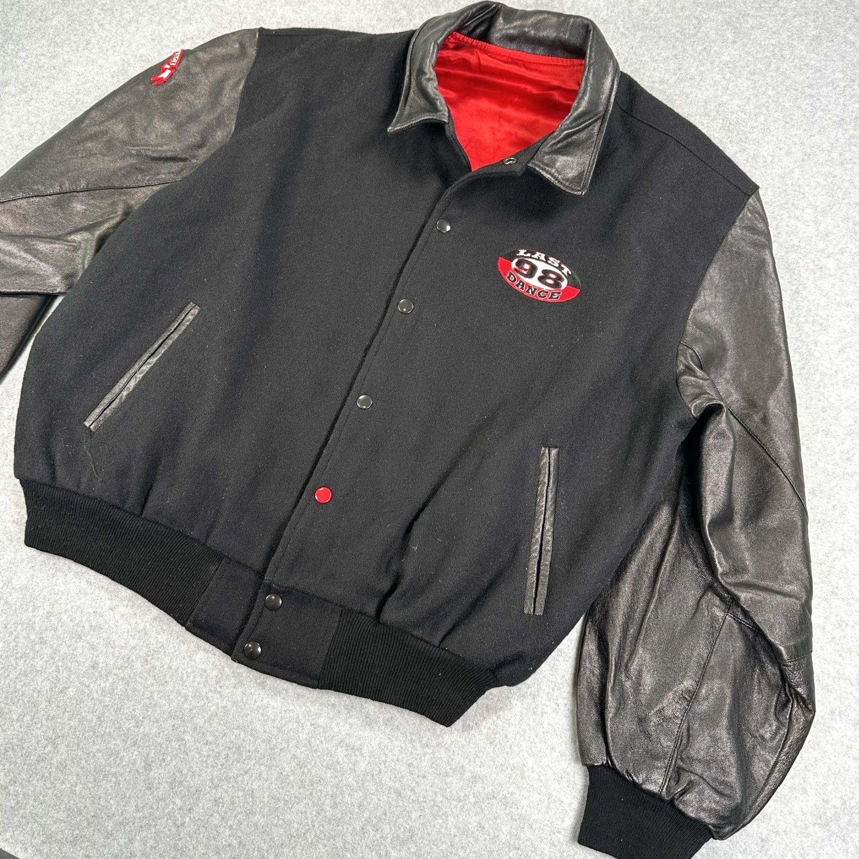 Jordan Brand VINTAGE Jordan Last Dance 98 Varsity Jacket Mens L Black Wool Leather USA Jacket Size US L / EU 52-54 / 3 - 3 Thumbnail
