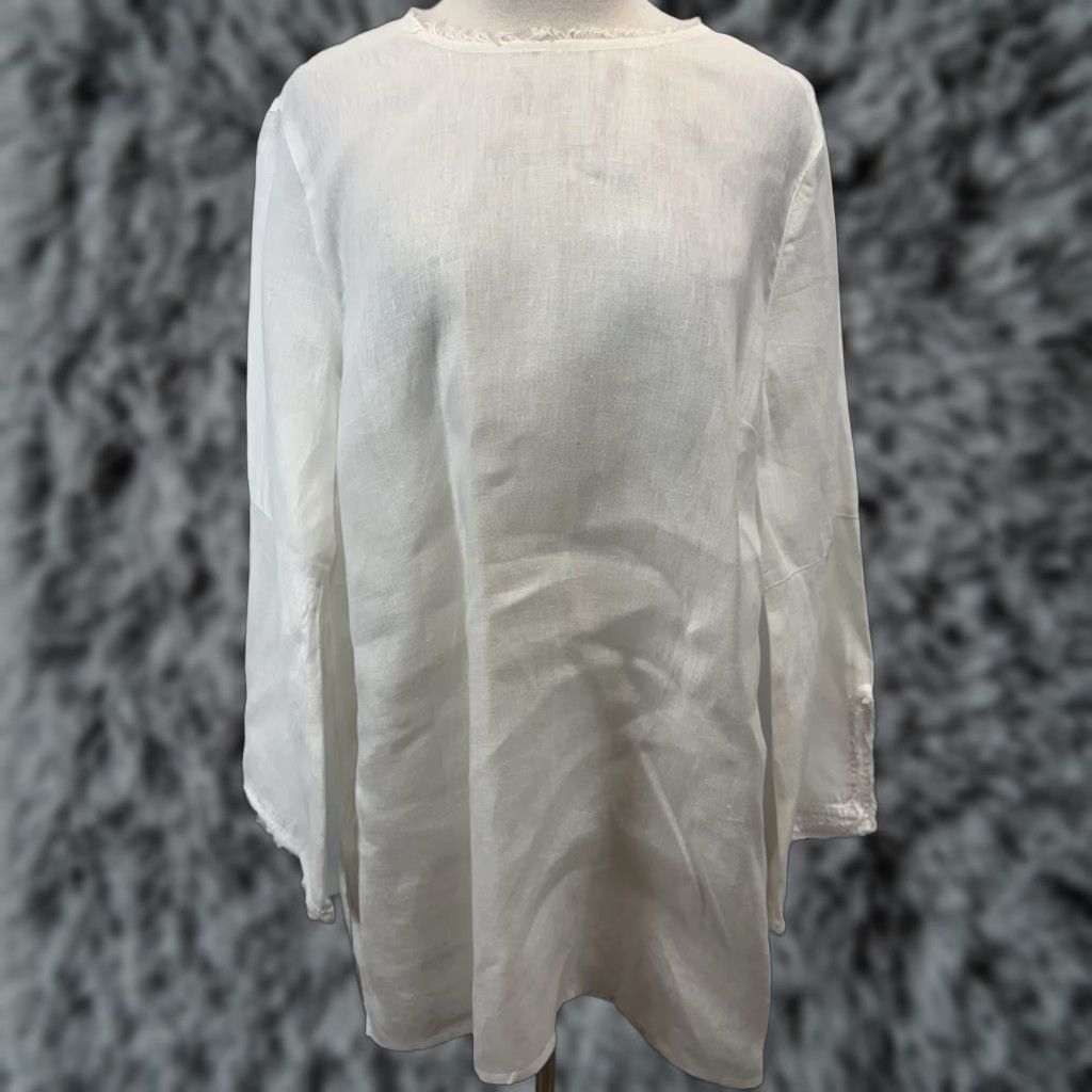 J. Jill J. Jill Love Linen Tunic Women's XL Tall White Long Sleeve Blouse Lagenlook Casual Size XL / US 12-14 / IT 48-50 - 1 Thumbnail
