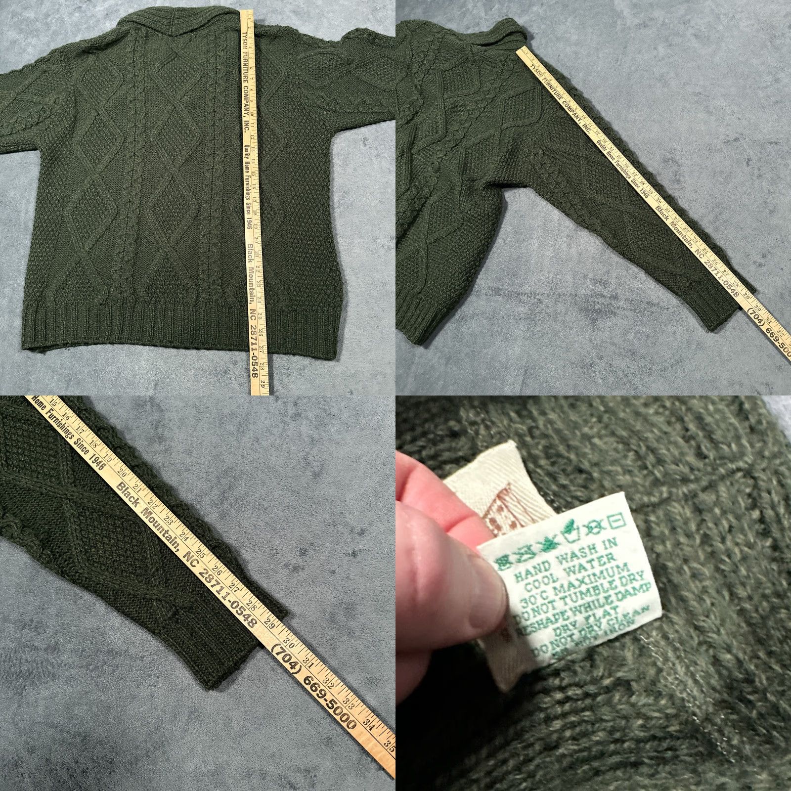 Market Aran Sweater Market Women's Cardigan Sweater Large Green Cable Knit Merino Wool Outdoor Classic Size L / US 10 / IT 46 - 8 Thumbnail