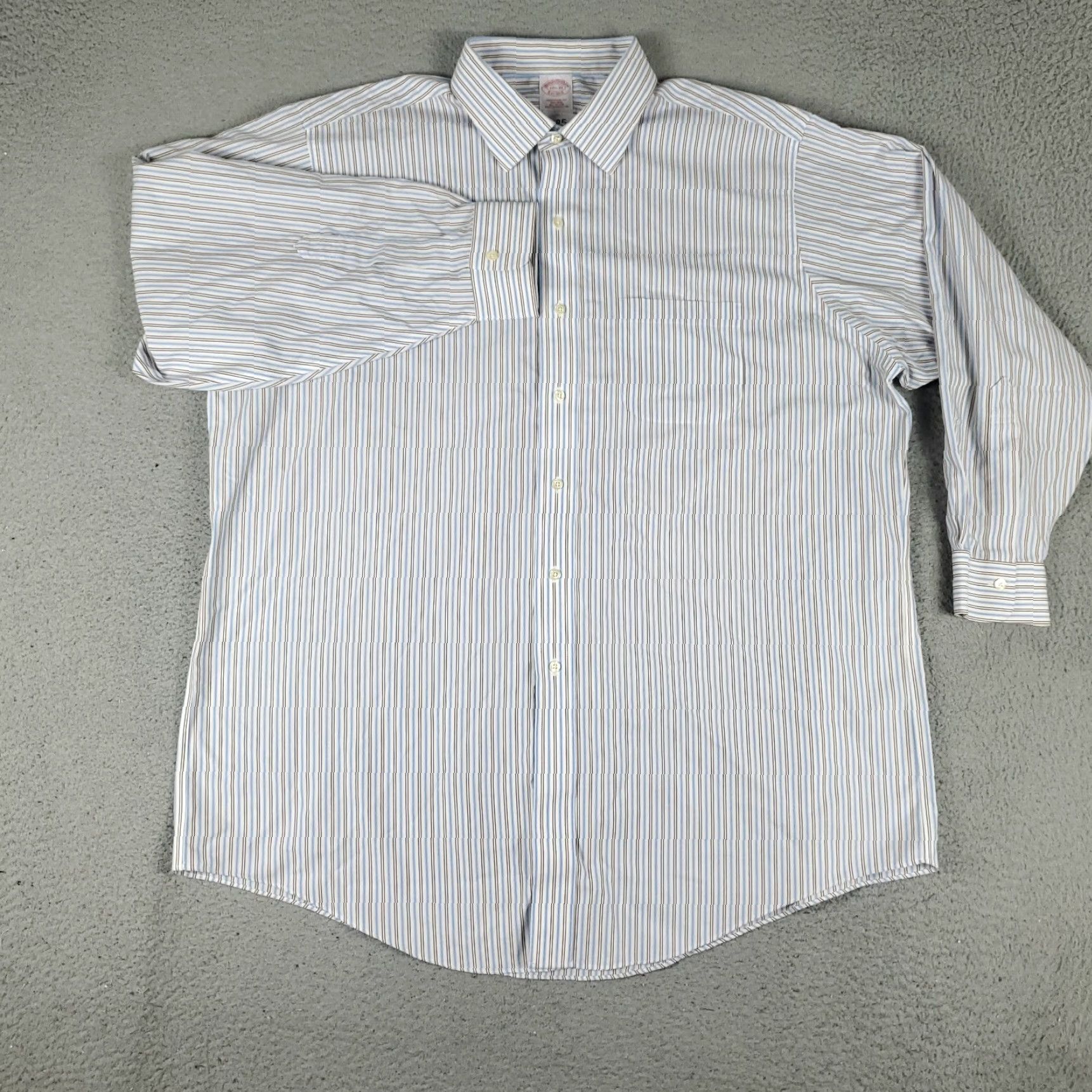 Brooks Brothers Brooks Brothers Dress Shirt Mens 17.5 Blue Striped Long Sleeve Button-Up Business Casual Size 46R - 2 Thumbnail