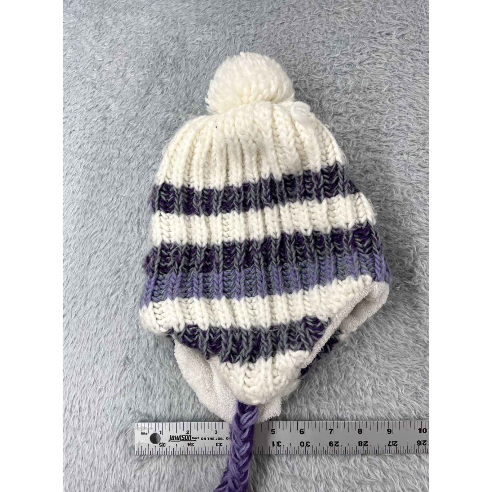 Vintage Accessory Network Group LLC Beanie Toque Hat Womens One Size Purple Ear Flap Acrylic Poly Pom Size ONE SIZE - 6 Thumbnail