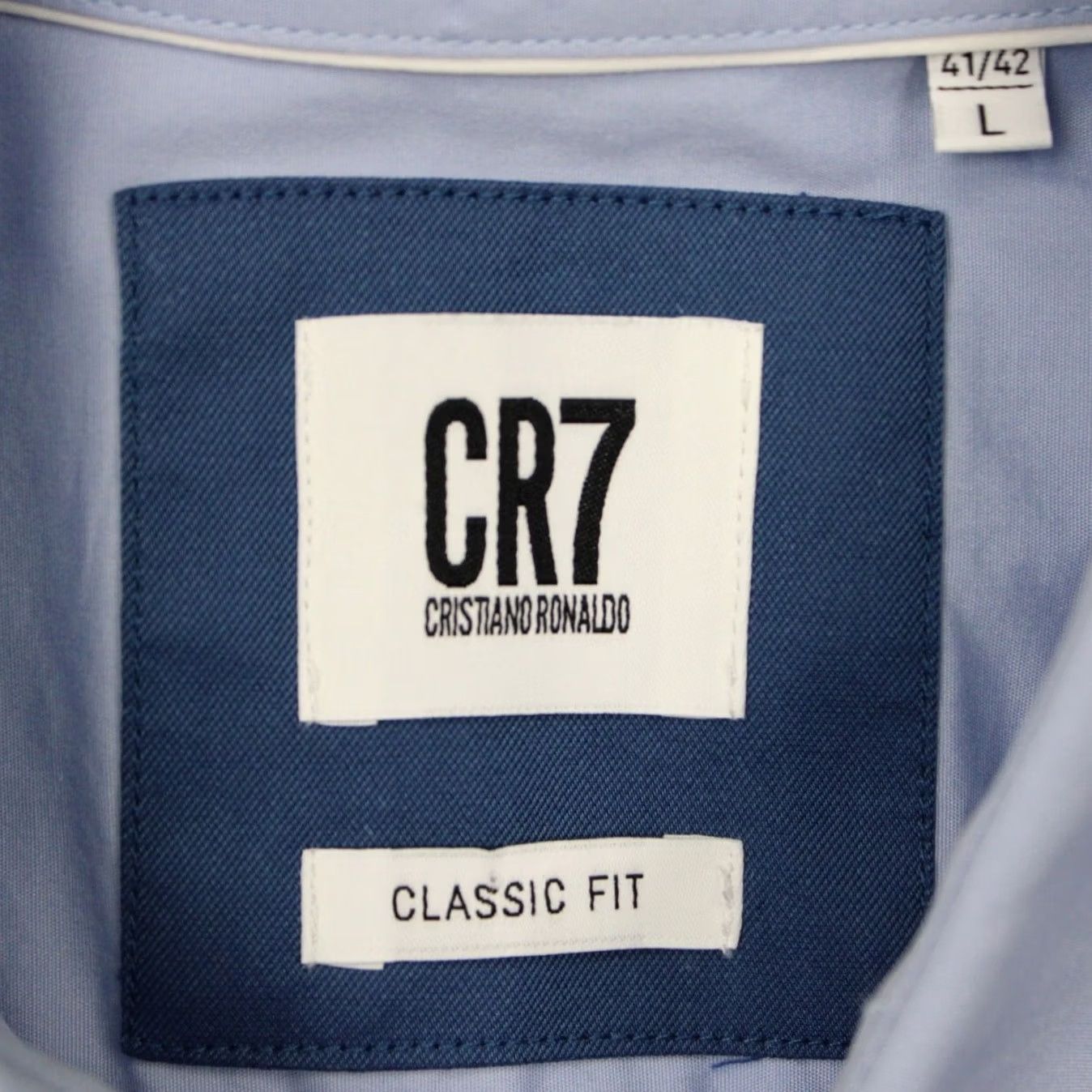 Vintage CR7 Cristiano Ronaldo Dress Shirt Mens Large 41/42 Blue Classic Fit Cotton L/S Shirt Size 42R - 7 Thumbnail