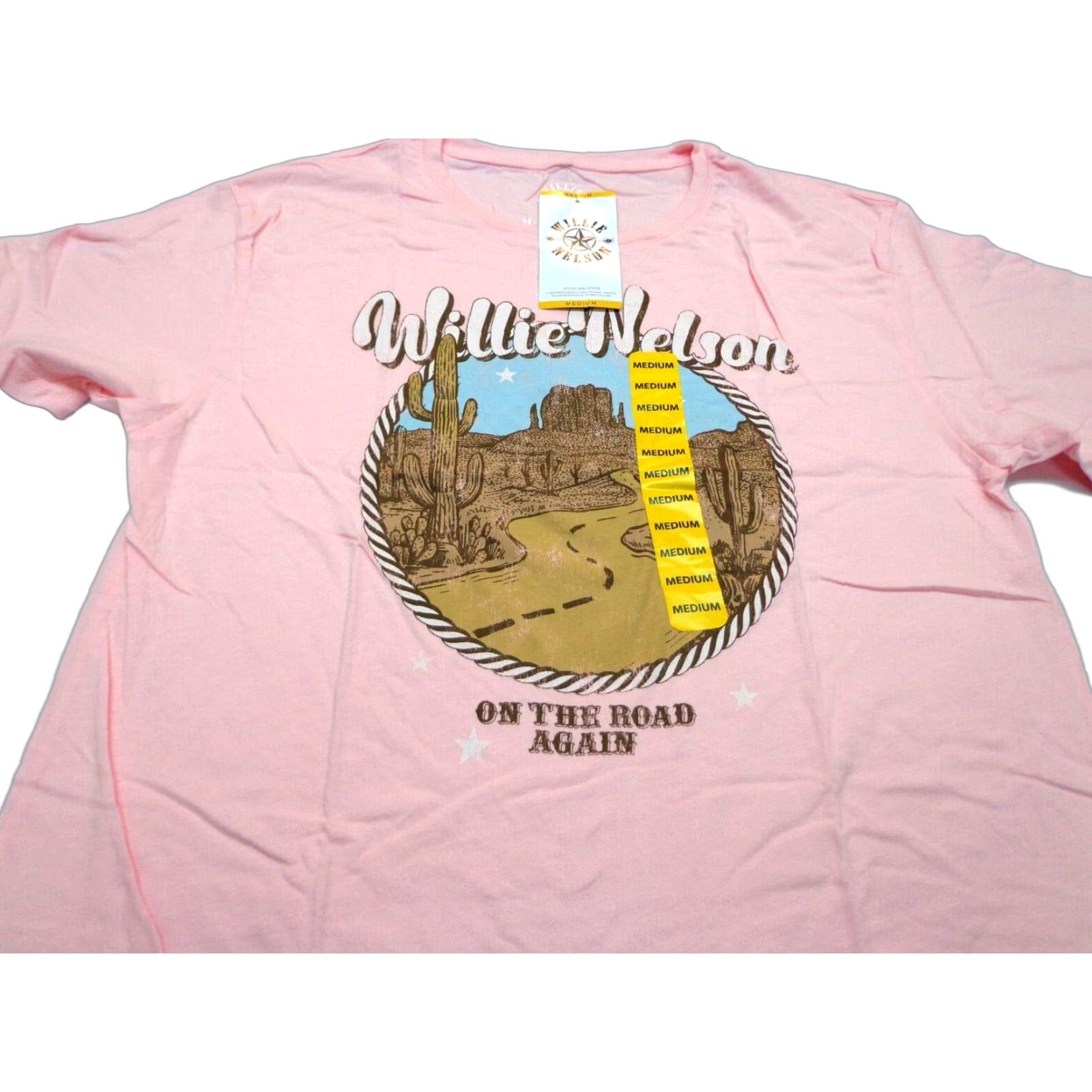 Pinko WILLIE NELSON On The Road Again Graphic Band Tee Pink Women M Short Sleeve Round Neck Pullover 100% Cotton Regular Fit Women's T-Shirt Size M / US 6-8 / IT 42-44 - 1 Thumbnail