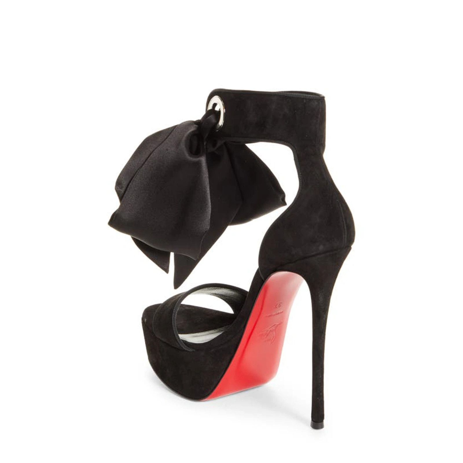 Christian Louboutin Torrida Alta 150 Black Silk Bow Platform Sandal Heel Pump 42 Size US 12 / IT 42 - 8 Thumbnail