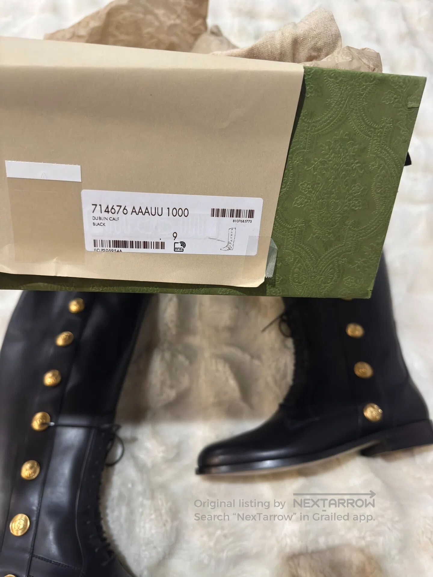 Gucci Guicci Black and Gold Men's Long Boots Cavalier Boots| Size US 10 / EU 43 - 9 Thumbnail