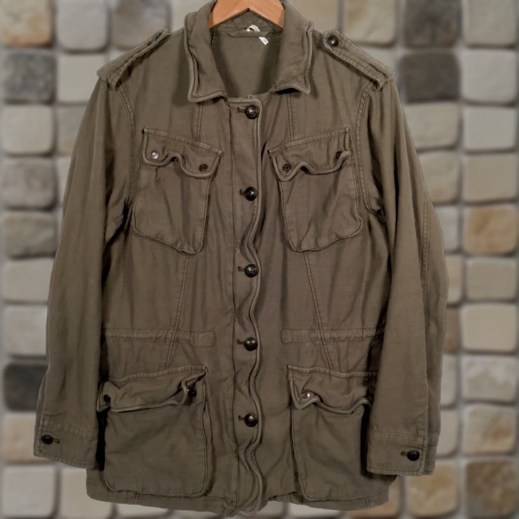 Free People VINTAGE Free People Military Jacket Women Medium Army Green Utility Coat Fall Spring Summer Winter Size M / US 6-8 / IT 42-44 - 1 Thumbnail