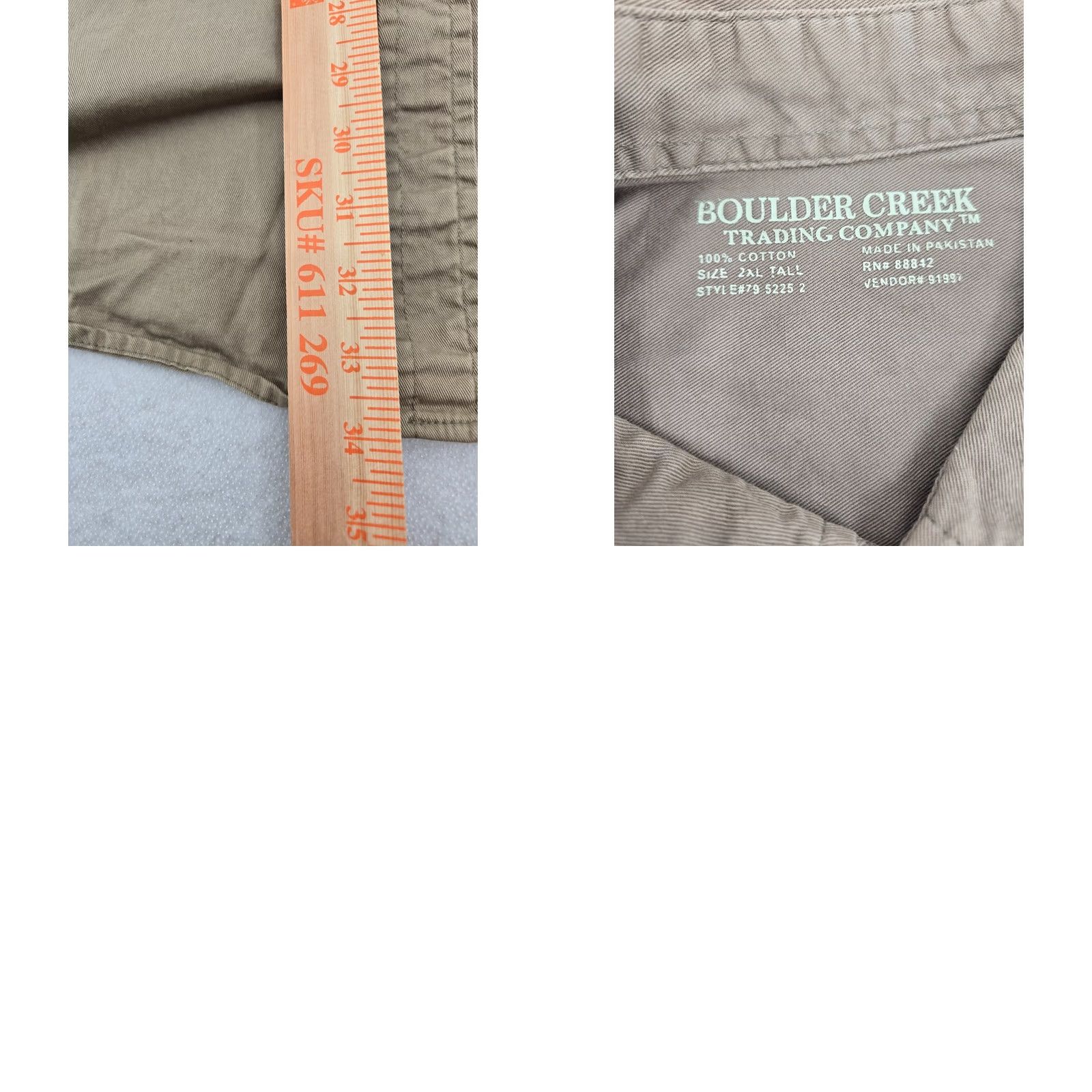 Vintage Boulder Creek Shirt 2XLT Beige Cotton Polyester Canvas Button-Up Button Up Mens | 2XLT Tall | Beige | Casual Workwear Outdoors Outdoors? Size US XXL / EU 58 / 5 - 9 Thumbnail