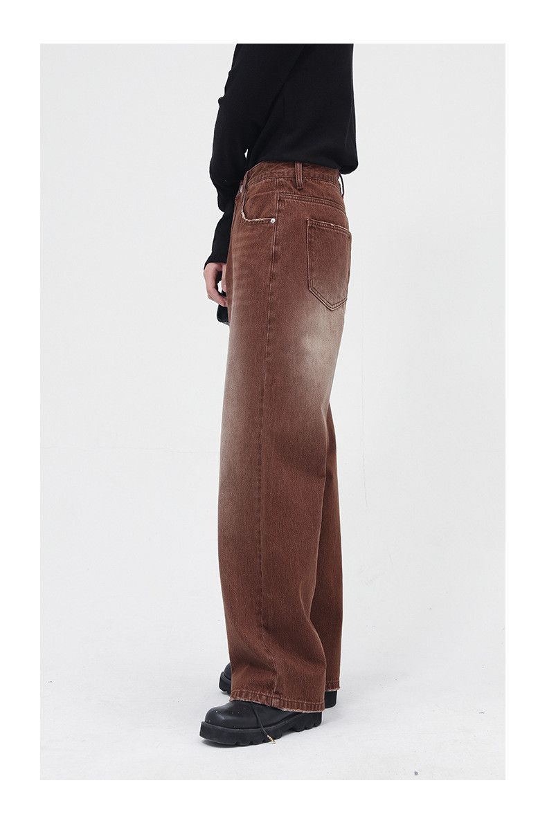 Japanese Brand Retro brown washed gradient casual jeans for men Size US 32 / EU 48 - 5 Thumbnail