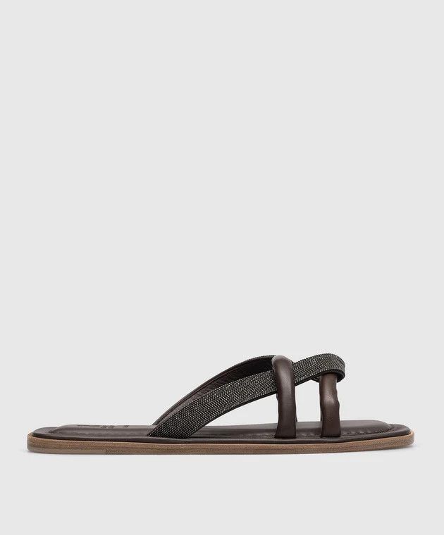 image of Brunello Cucinelli O1W1Db10524 Slippers In Dark Brown, Women's (Size 11)