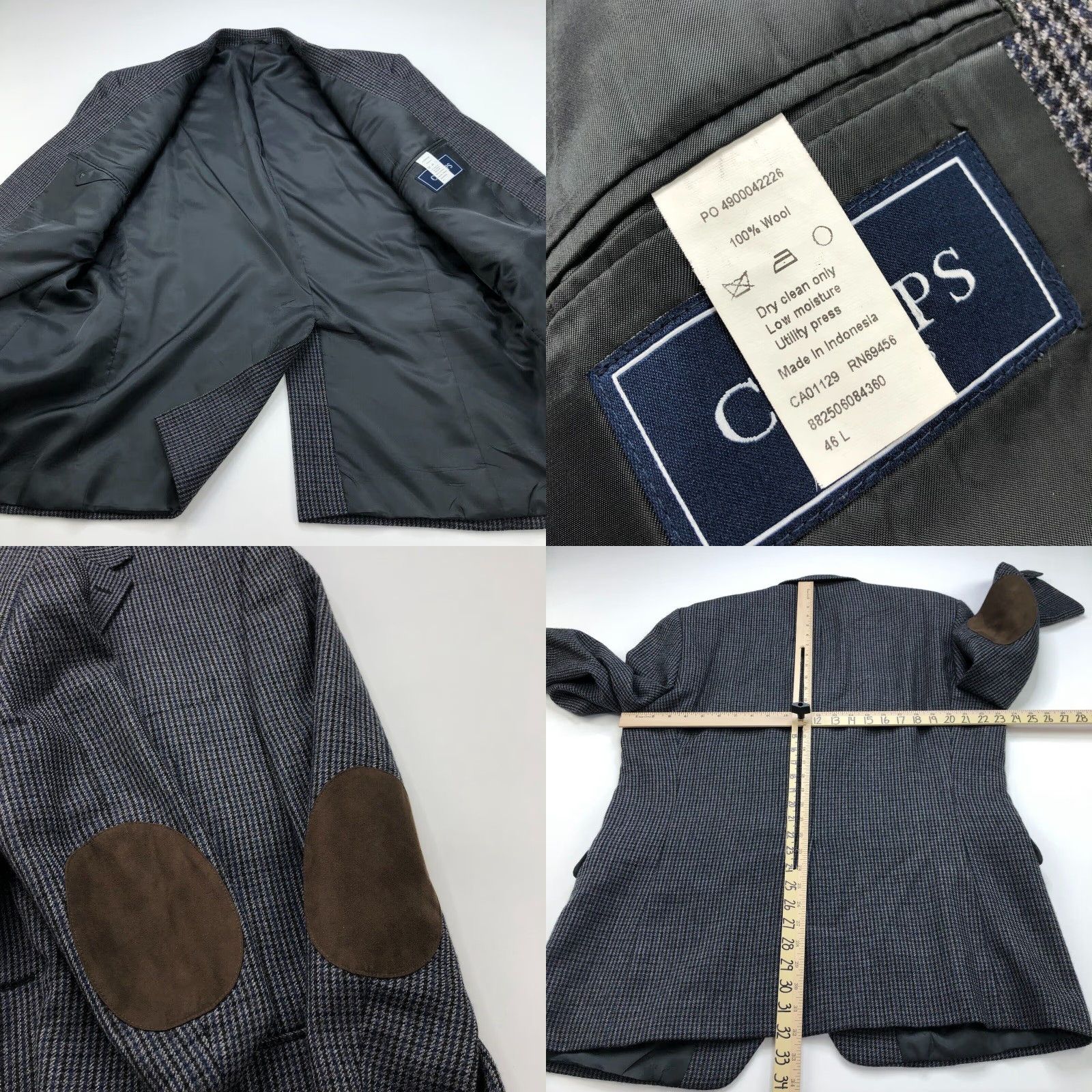 Chaps Chaps 46L Houndstooth 100% Wool Two Button Suit Sport Coat Jacket Shirt not included Size 46R - 8 Thumbnail