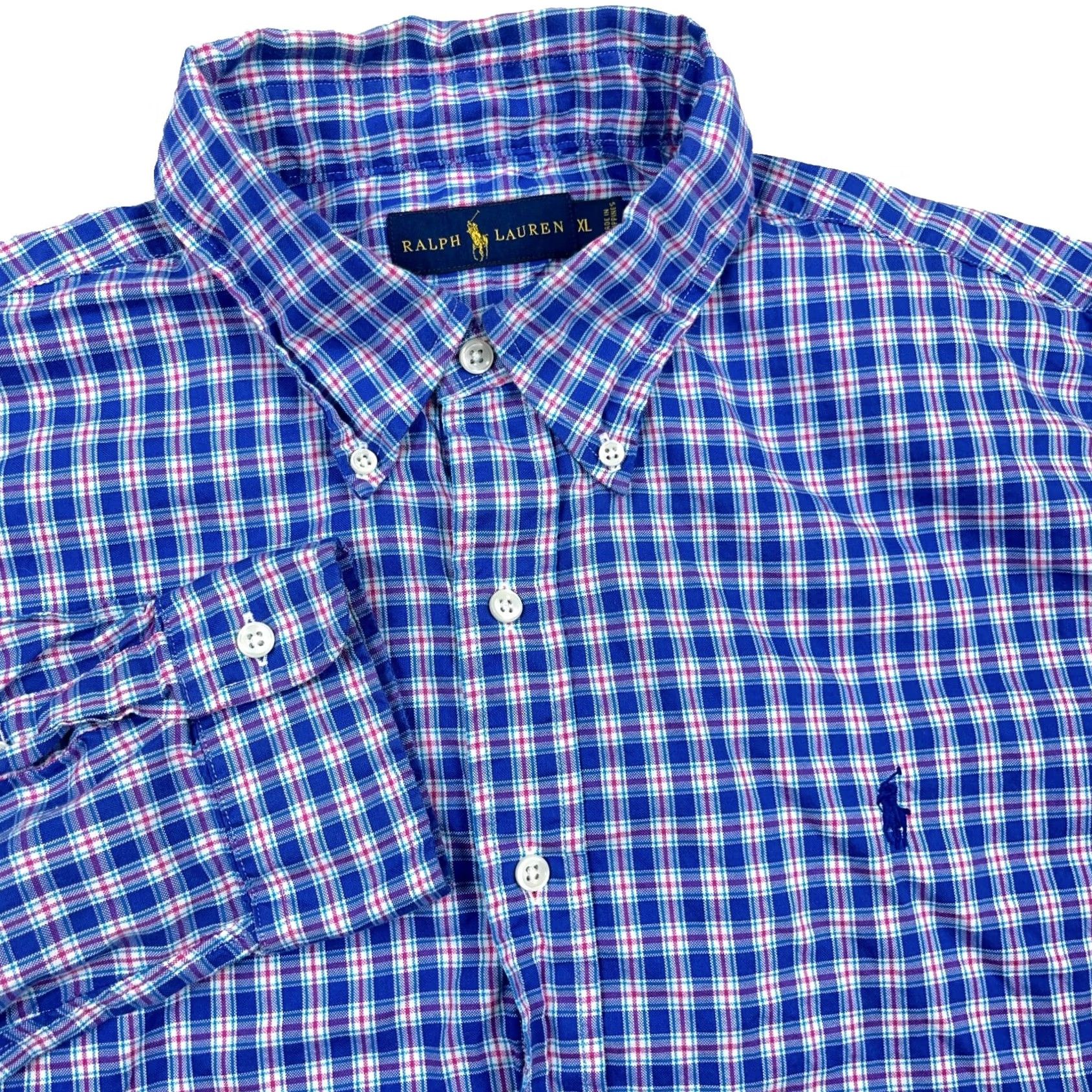 Ralph Lauren Ralph Lauren Oxford Shirt Men XL Blue Plaid Button Up Dress Lightweight OCBD Size 46R - 2 Thumbnail
