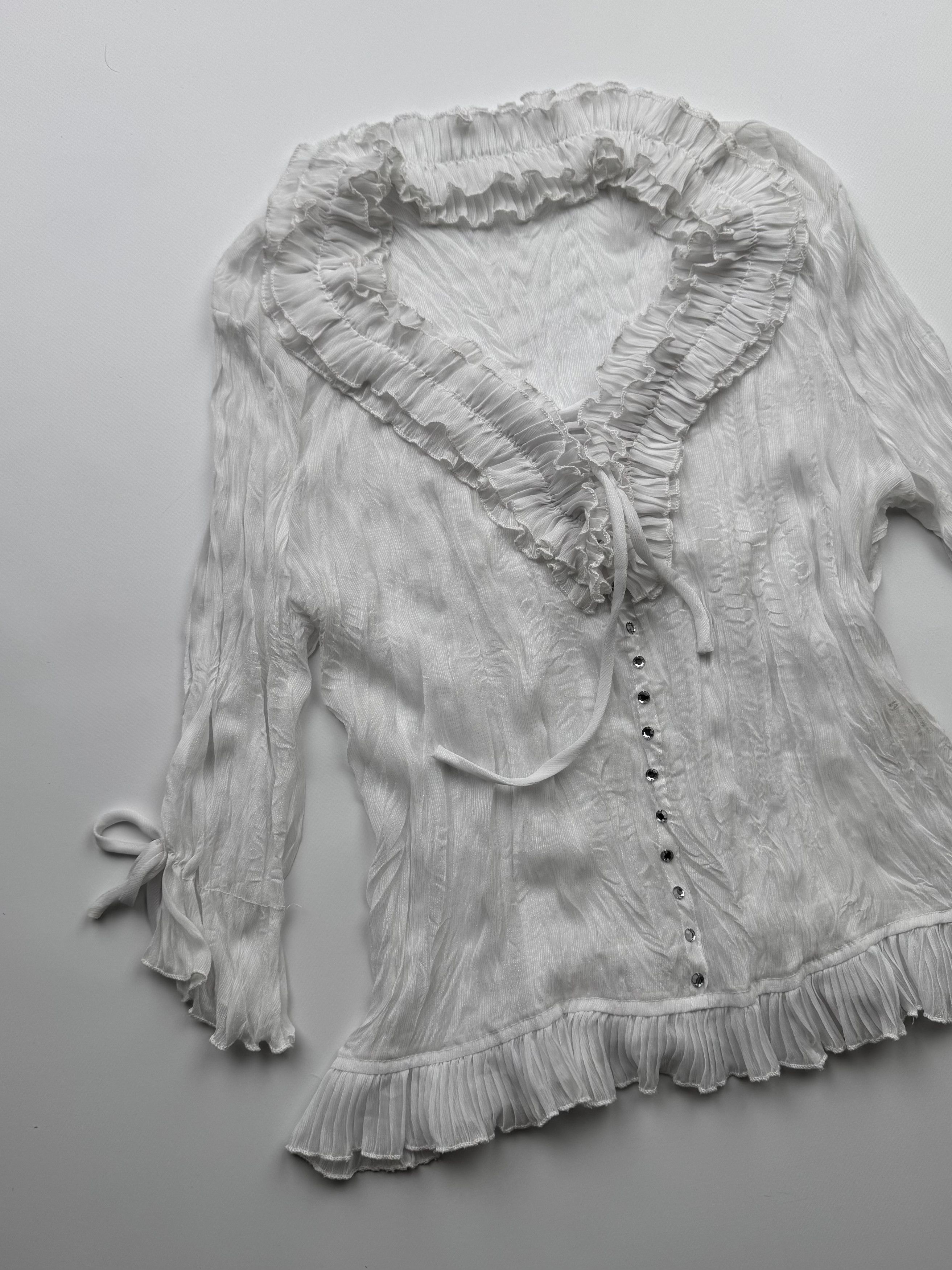 Japanese Brand Vintage Mesh Pleated Blouse B283(V396)E2 Size M / US 6-8 / IT 42-44 - 2 Thumbnail
