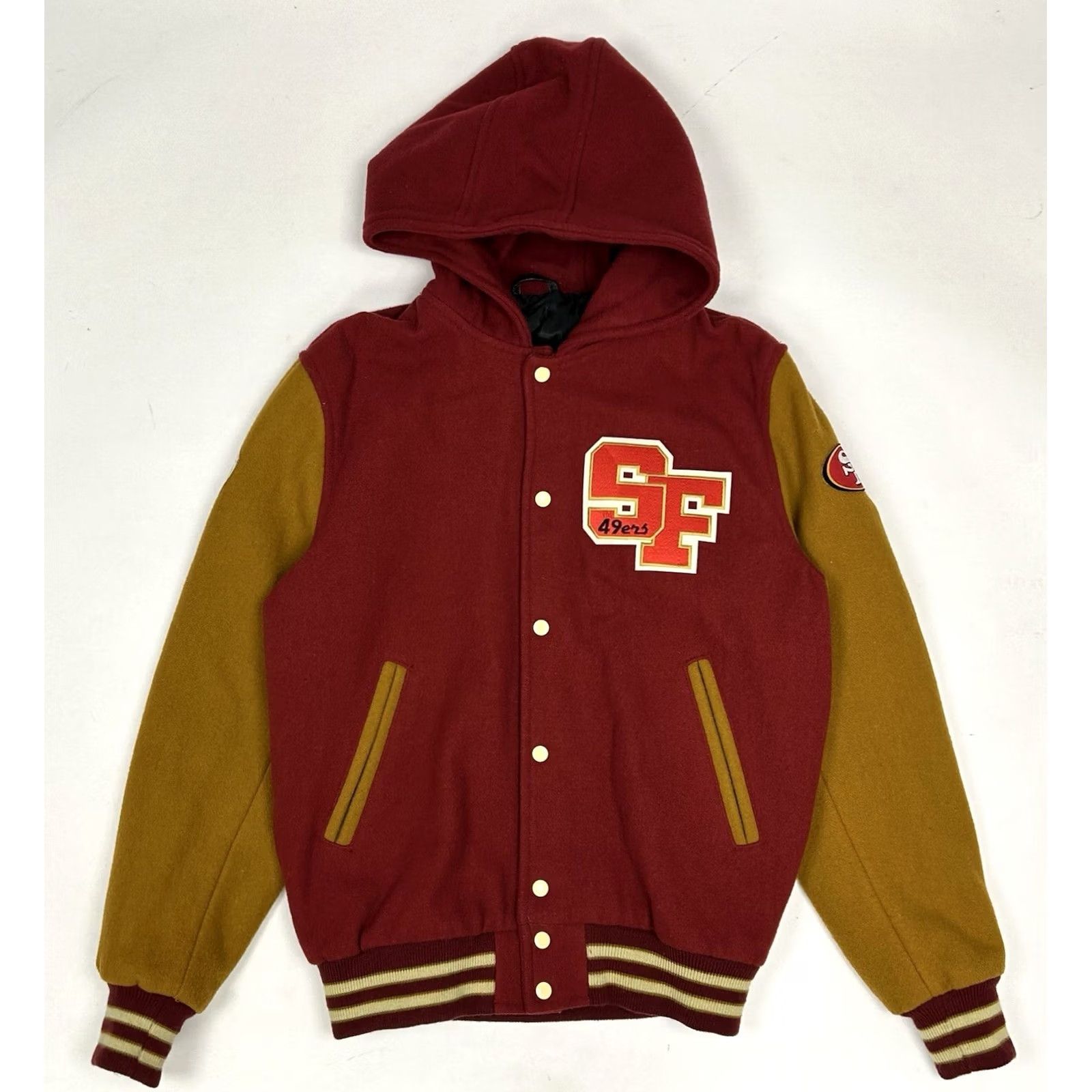 Vintage VINTAGE Stewart & Strauss Varsity Jacket San Francisco 49ers NFL Coat With Hood Adult Medium Black Size US M / EU 48-50 / 2 - 2 Thumbnail