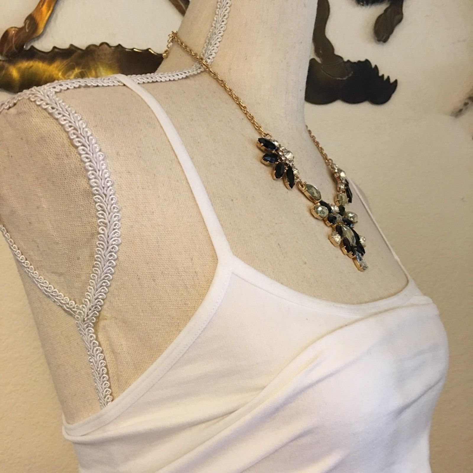 Jewelry Black white and cream faceted stone bling necklace Size ONE SIZE - 2 Thumbnail